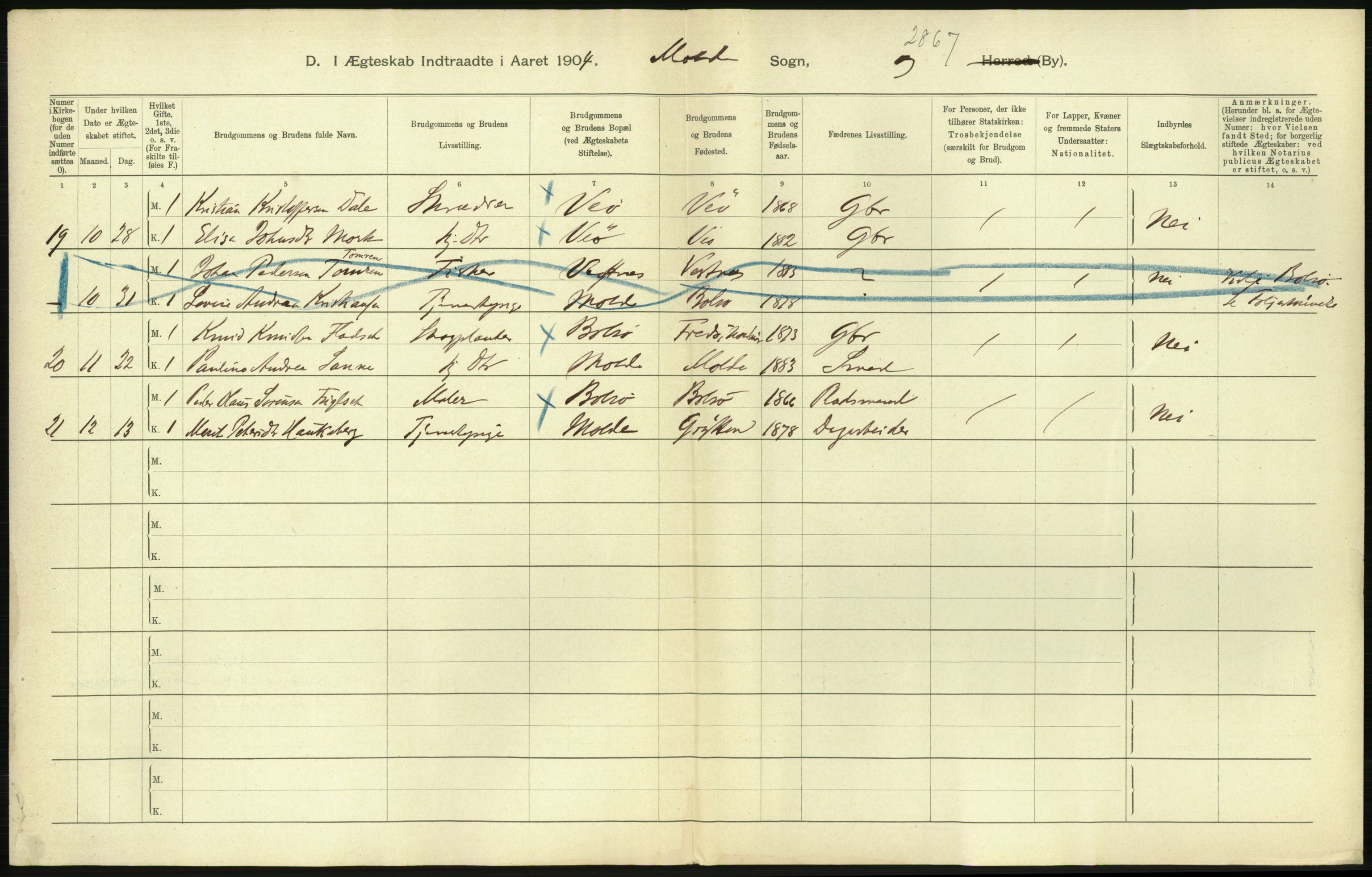 Statistisk sentralbyrå, Sosiodemografiske emner, Befolkning, AV/RA-S-2228/D/Df/Dfa/Dfab/L0016: Romsdals amt: Fødte, gifte, døde., 1904, p. 778