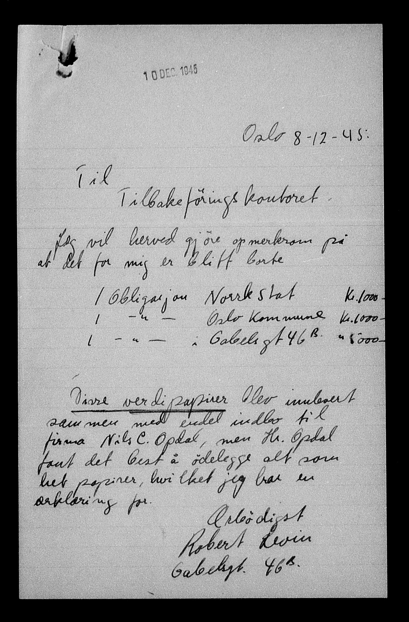 Justisdepartementet, Tilbakeføringskontoret for inndratte formuer, AV/RA-S-1564/H/Hc/Hcc/L0958: --, 1945-1947, p. 105