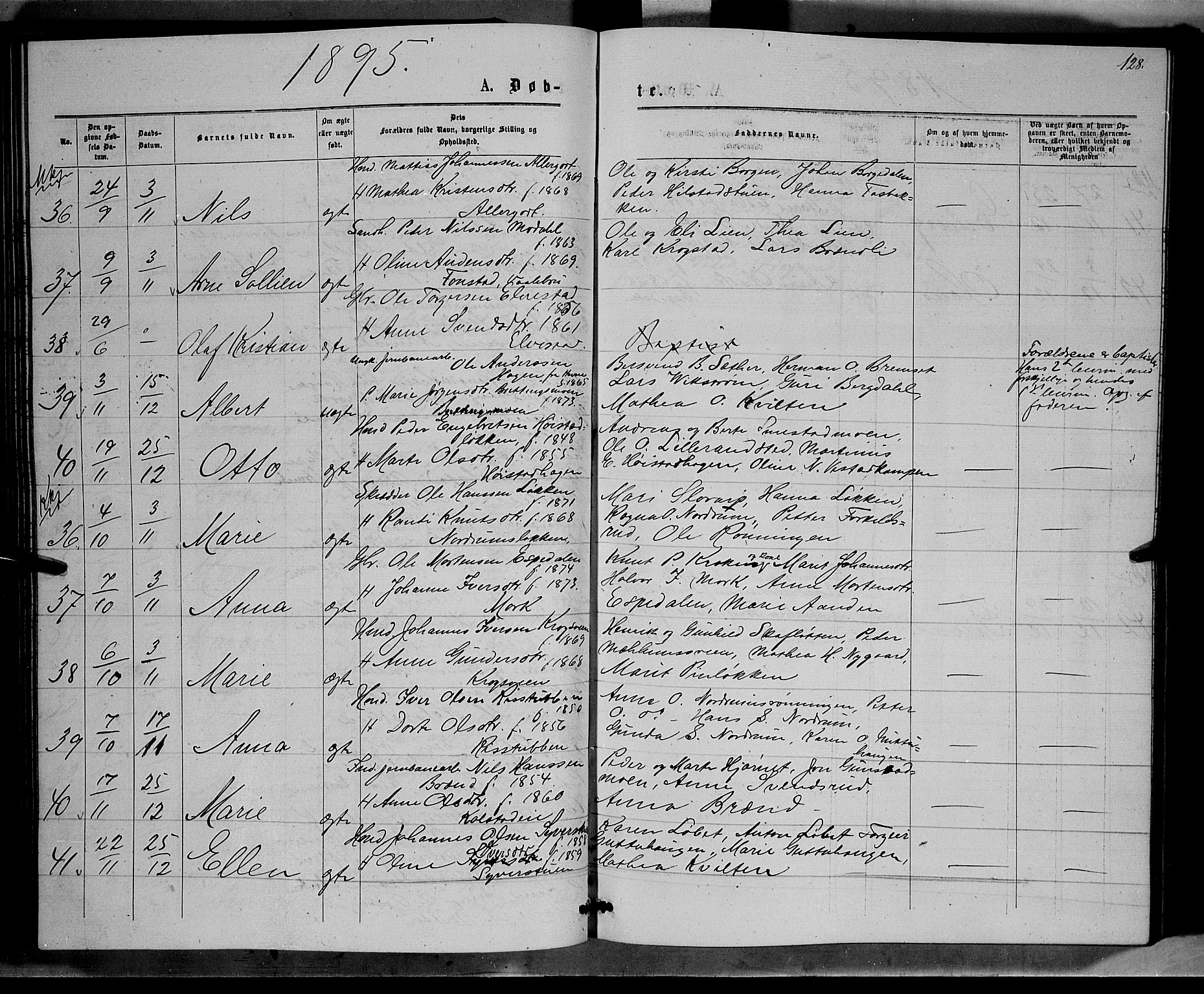 Ringebu prestekontor, AV/SAH-PREST-082/H/Ha/Hab/L0006: Parish register (copy) no. 6, 1880-1898, p. 128