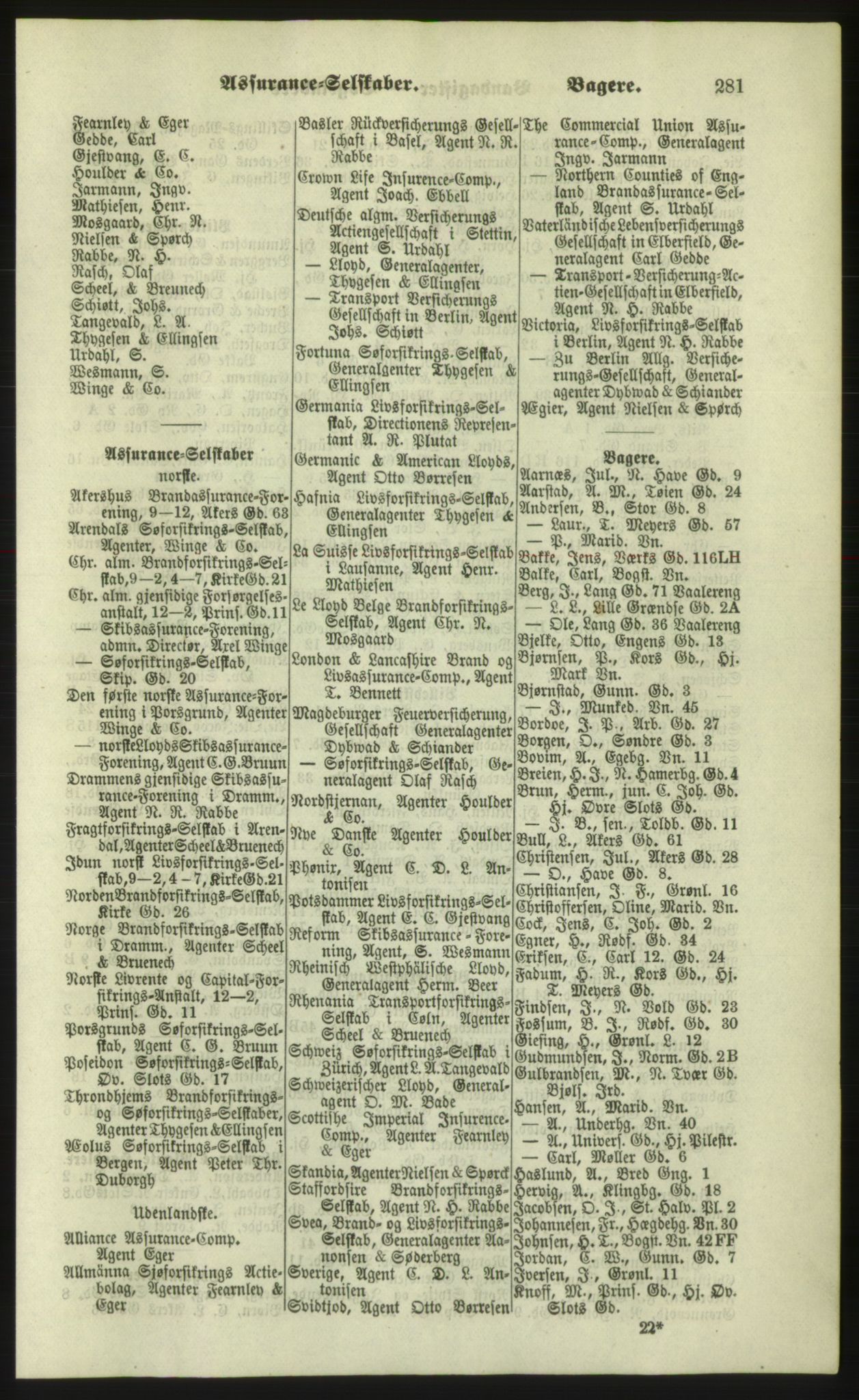 Kristiania/Oslo adressebok, PUBL/-, 1879, p. 281