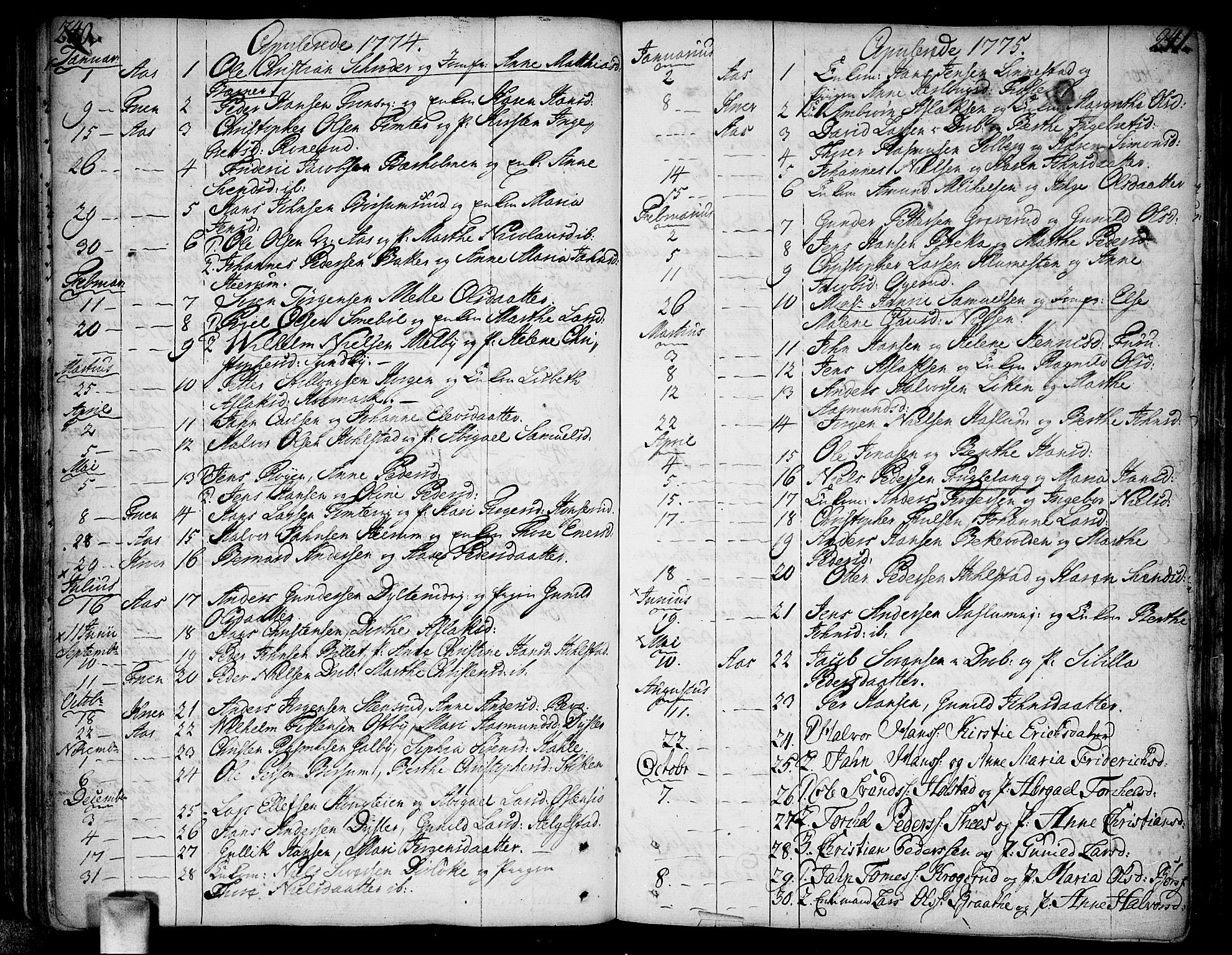 Ås prestekontor Kirkebøker, AV/SAO-A-10894/F/Fa/L0001: Parish register (official) no. I 1, 1742-1778, p. 240-241