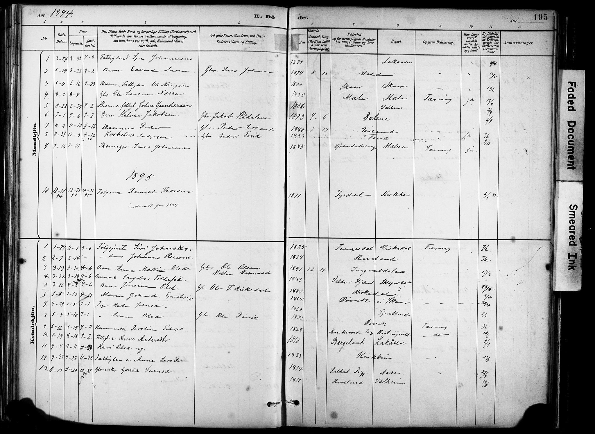 Hjelmeland sokneprestkontor, AV/SAST-A-101843/02/A/L0001: Parish register (official) no. A 16, 1887-1926, p. 195