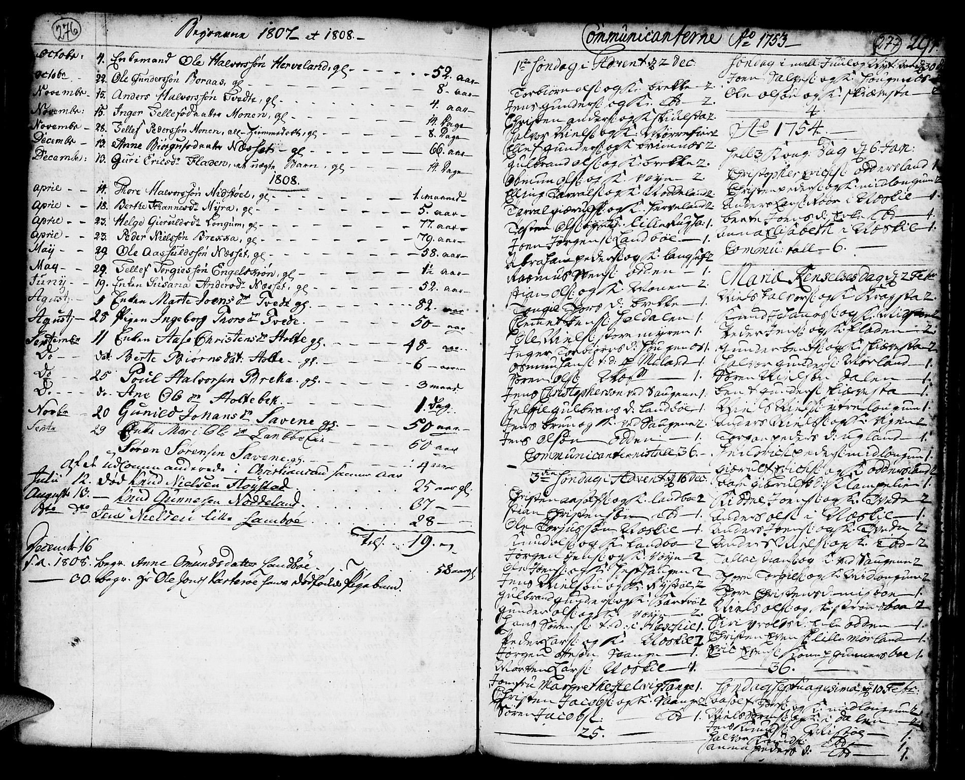 Austre Moland sokneprestkontor, SAK/1111-0001/F/Fa/Faa/L0002: Parish register (official) no. A 2, 1747-1808, p. 276-277