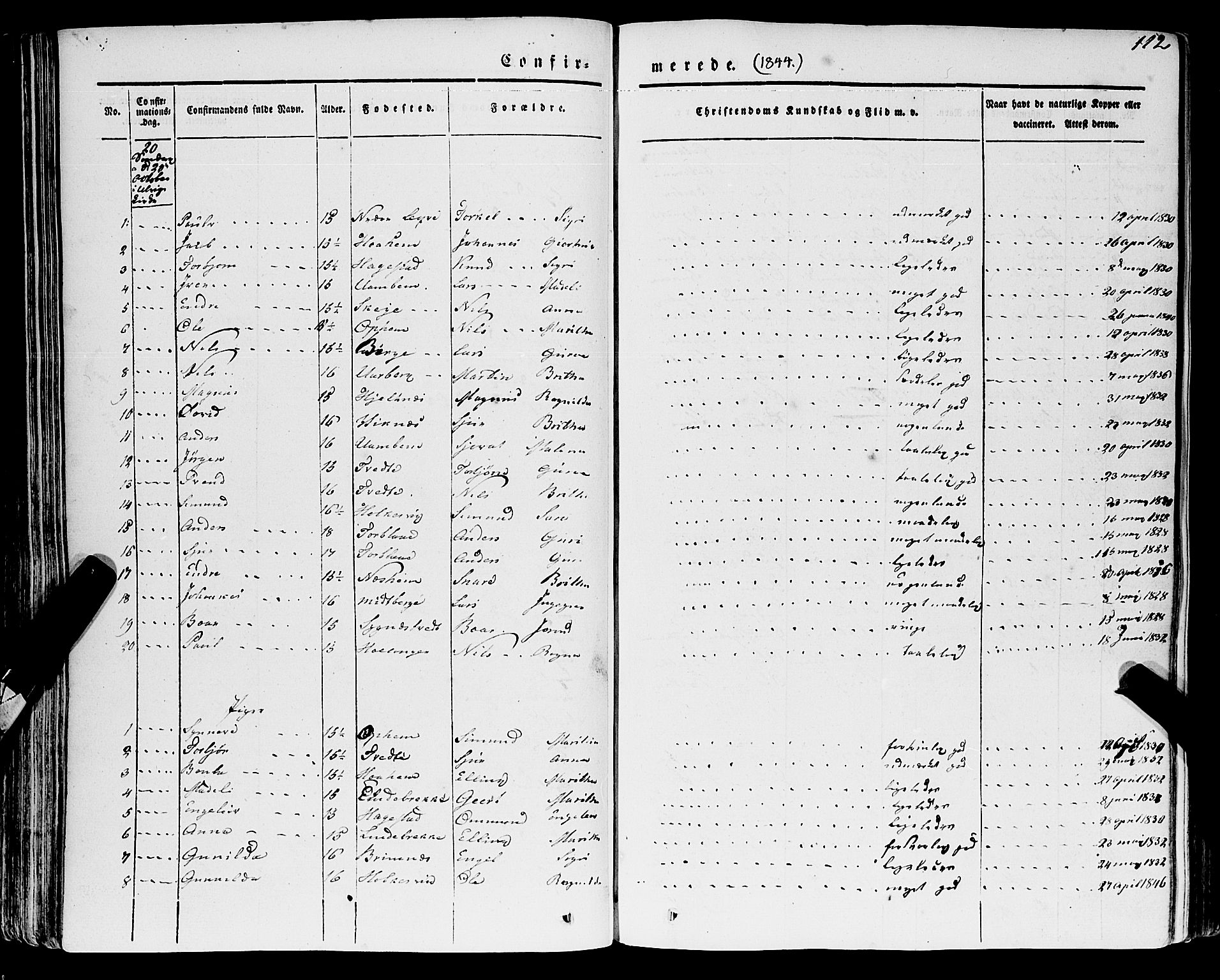 Ulvik sokneprestembete, AV/SAB-A-78801/H/Haa: Parish register (official) no. A 12, 1839-1853, p. 112