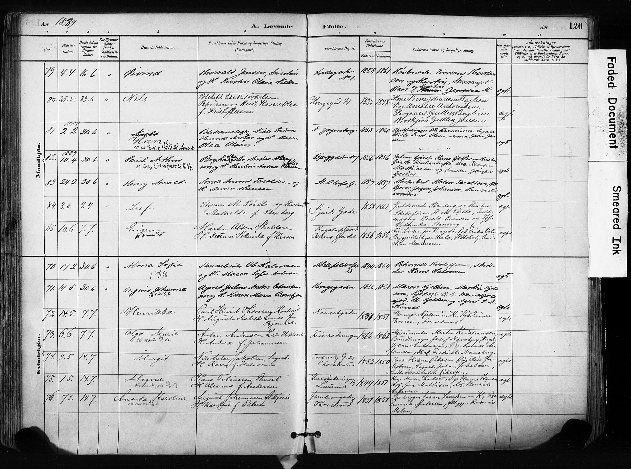 Larvik kirkebøker, SAKO/A-352/F/Fa/L0009: Parish register (official) no. I 9, 1884-1904, p. 126
