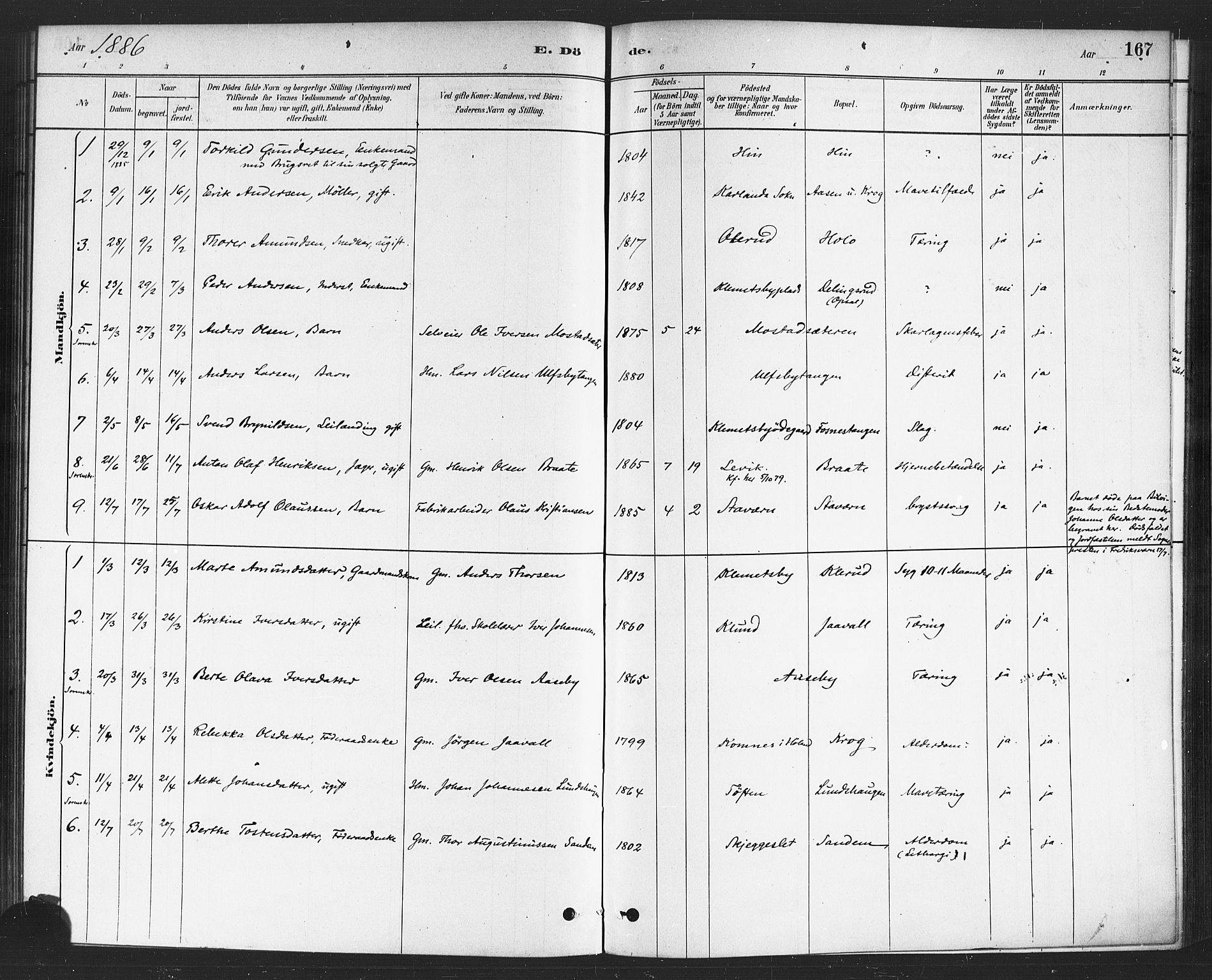 Rødenes prestekontor Kirkebøker, AV/SAO-A-2005/F/Fa/L0009: Parish register (official) no. I 9, 1880-1889, p. 167