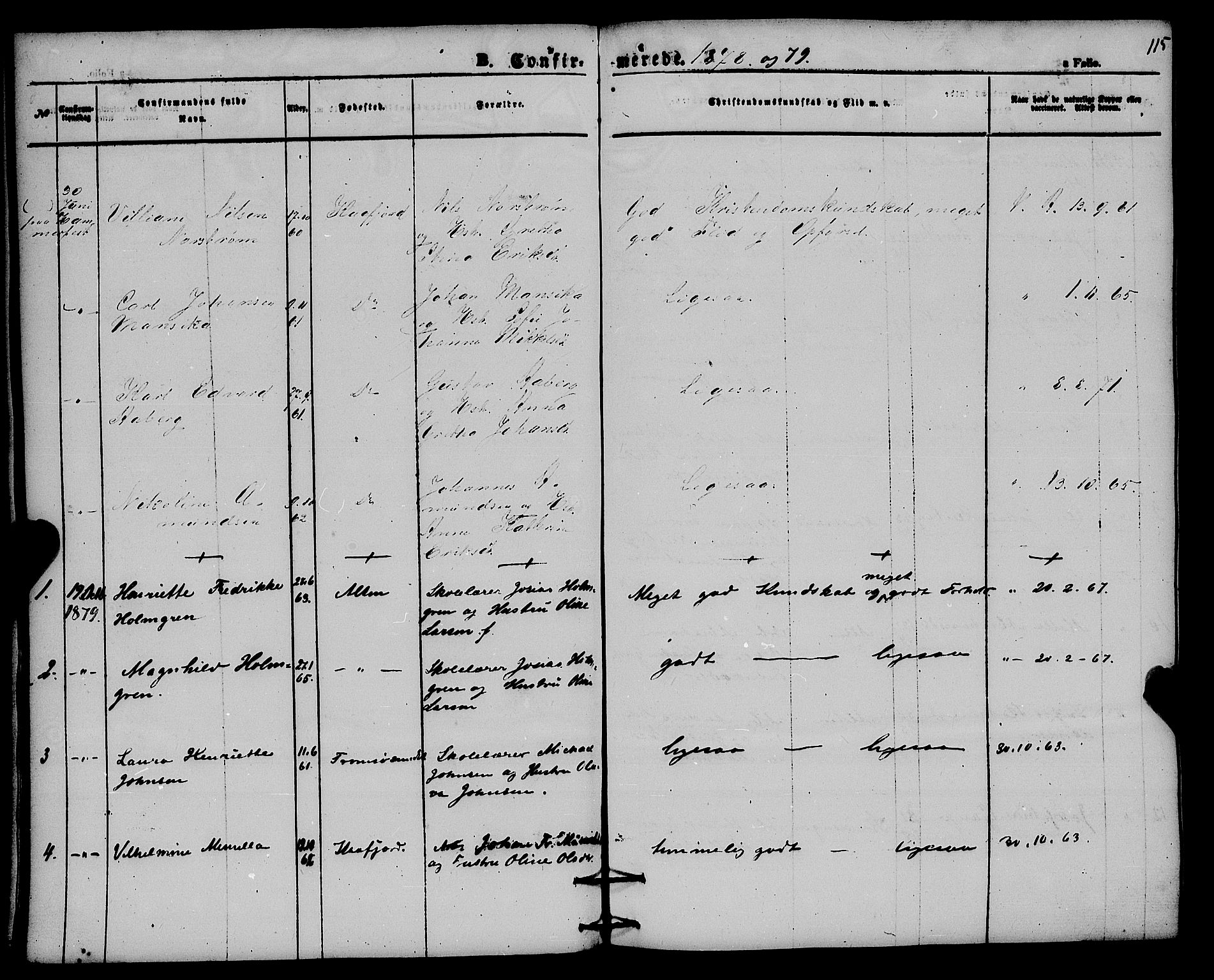 Alta sokneprestkontor, SATØ/S-1338/H/Ha/L0004.kirke: Parish register (official) no. 4, 1858-1880, p. 115