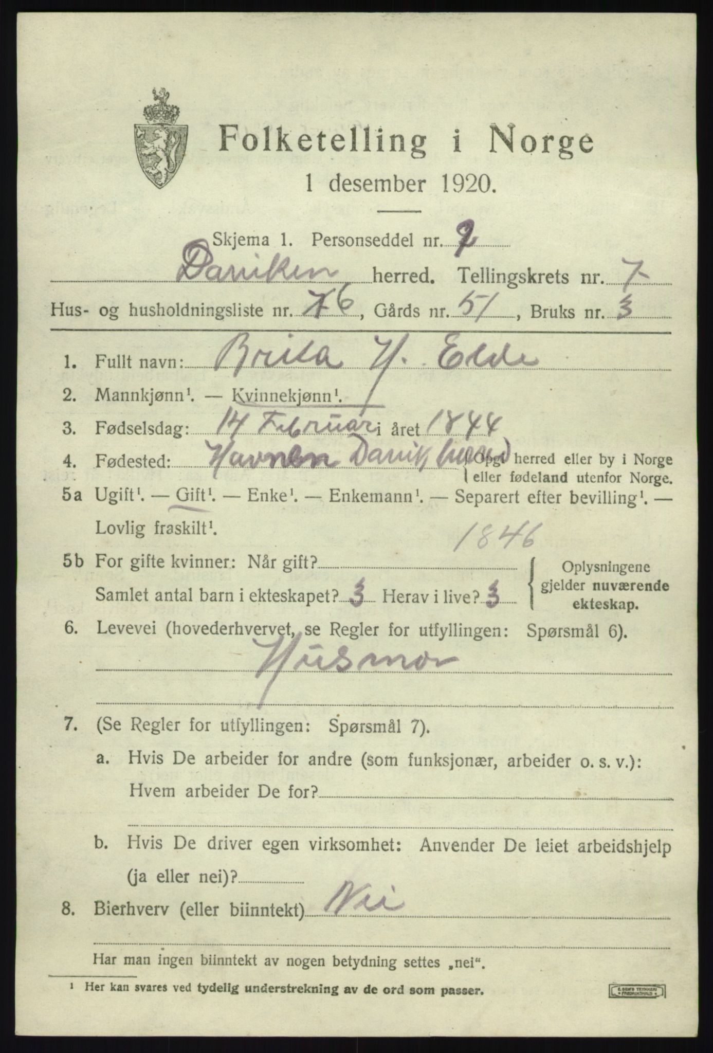 SAB, 1920 census for Davik, 1920, p. 4221