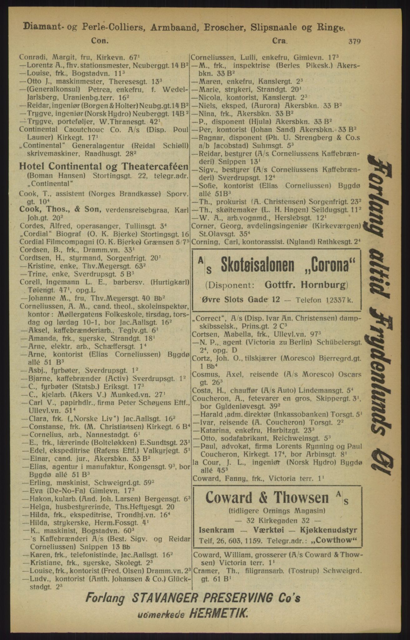 Kristiania/Oslo adressebok, PUBL/-, 1915, p. 379