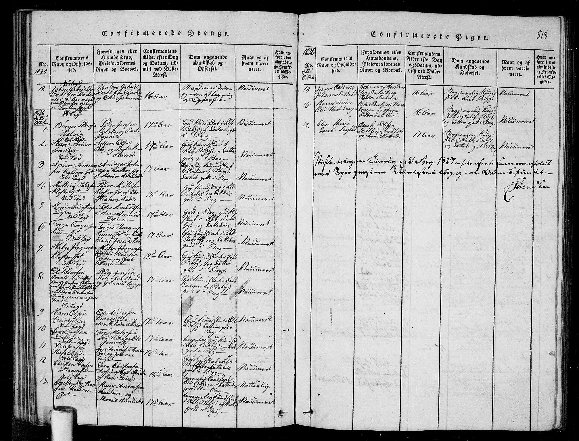 Rygge prestekontor Kirkebøker, AV/SAO-A-10084b/G/Ga/L0001: Parish register (copy) no. 1, 1814-1871, p. 512-513