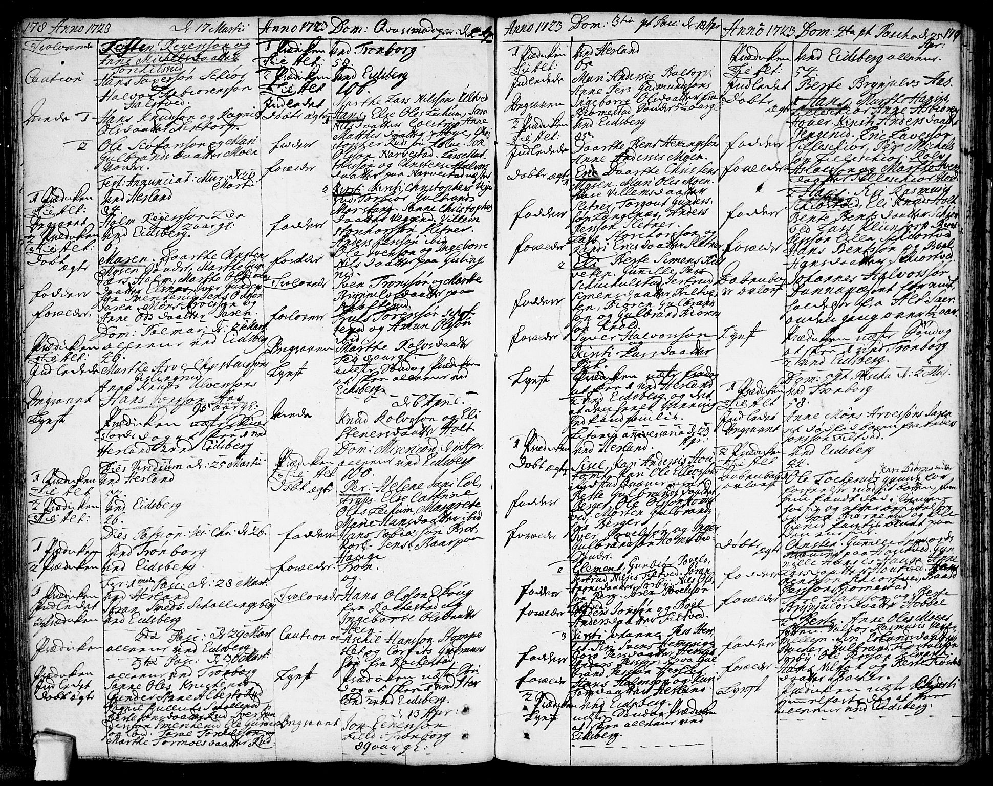 Eidsberg prestekontor Kirkebøker, SAO/A-10905/F/Fa/L0001: Parish register (official) no. I 1, 1710-1730, p. 178-179