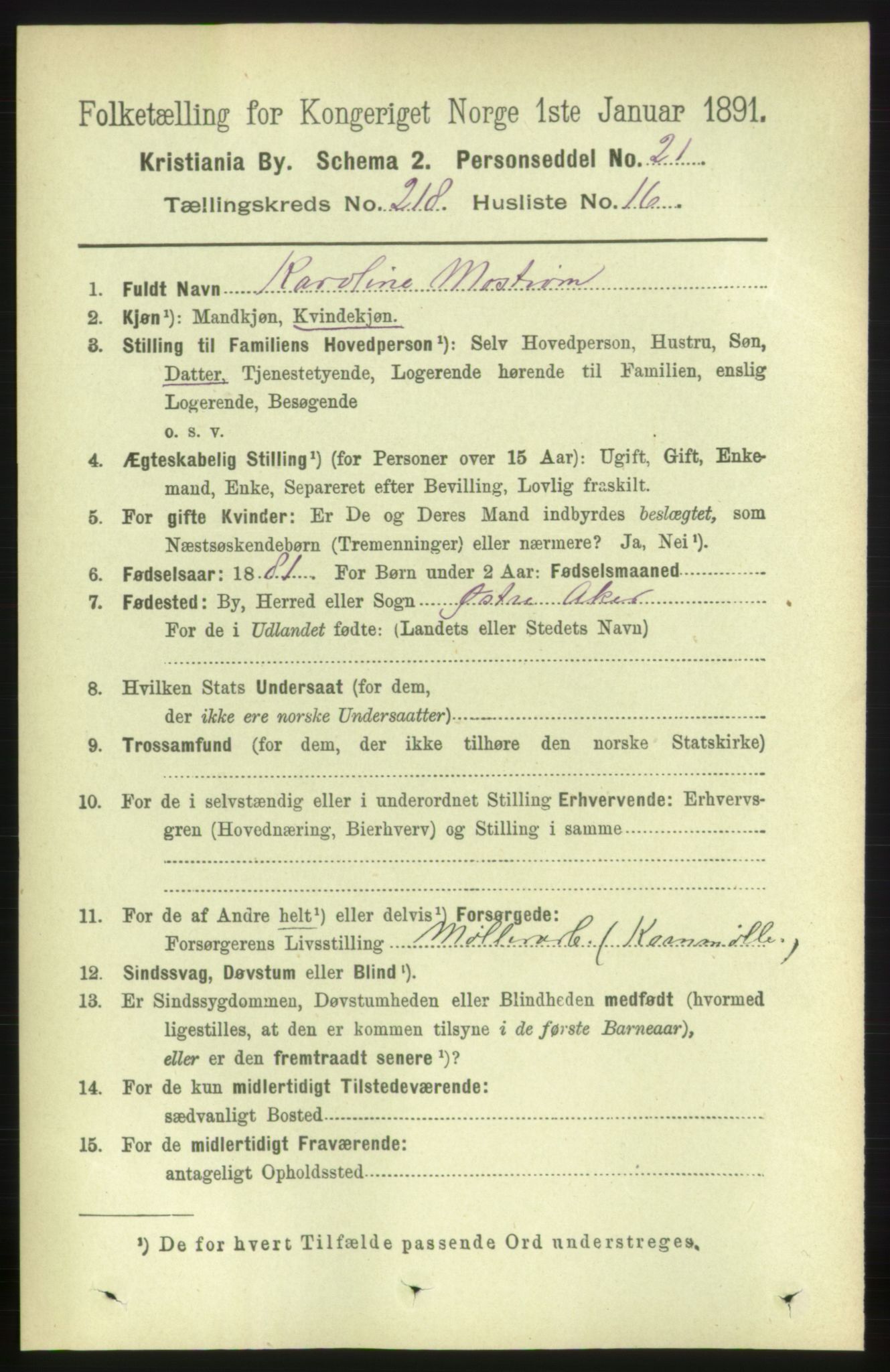 RA, 1891 census for 0301 Kristiania, 1891, p. 129366