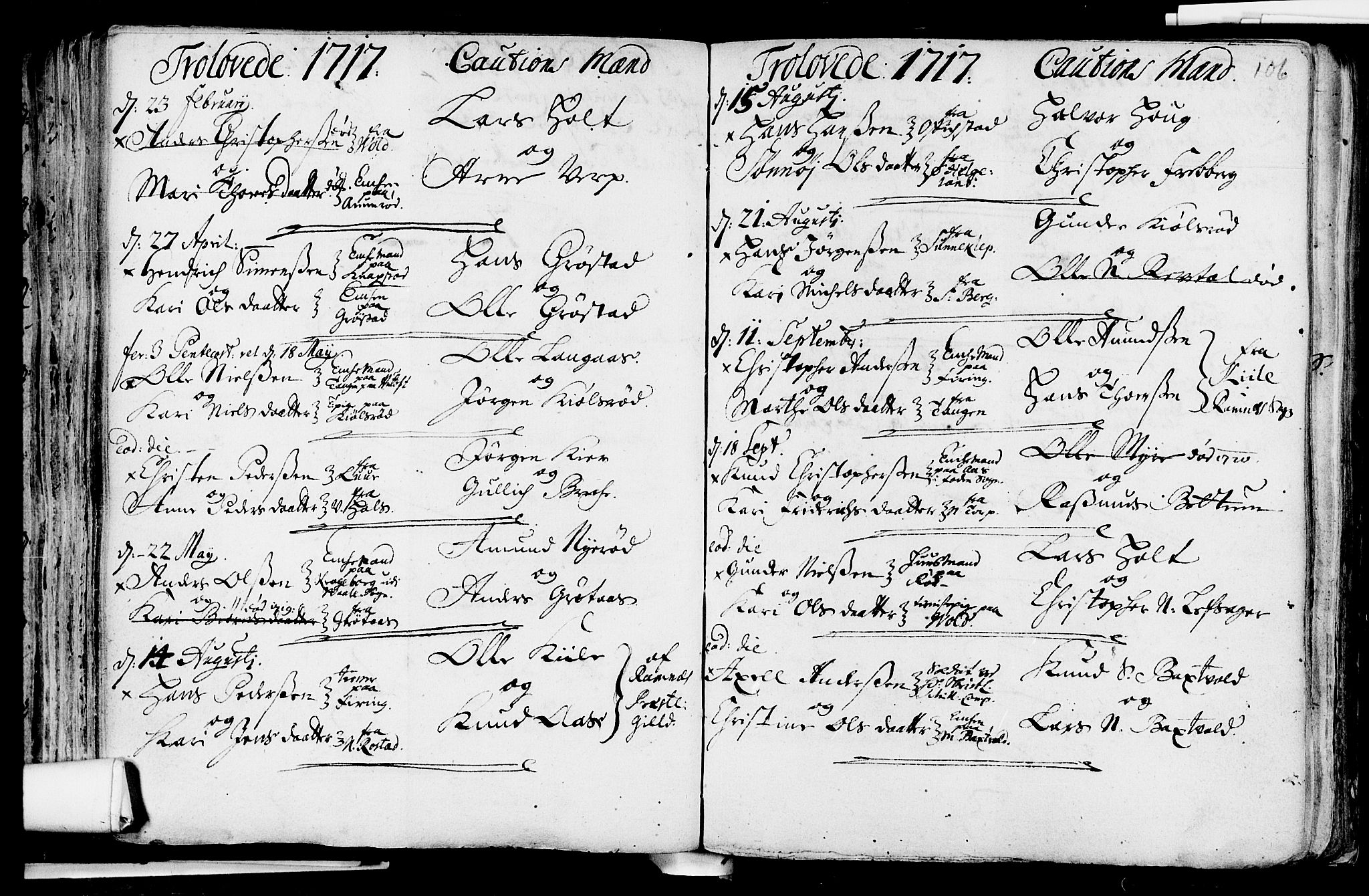 Våle kirkebøker, AV/SAKO-A-334/F/Fa/L0002: Parish register (official) no. I 2, 1705-1732, p. 106