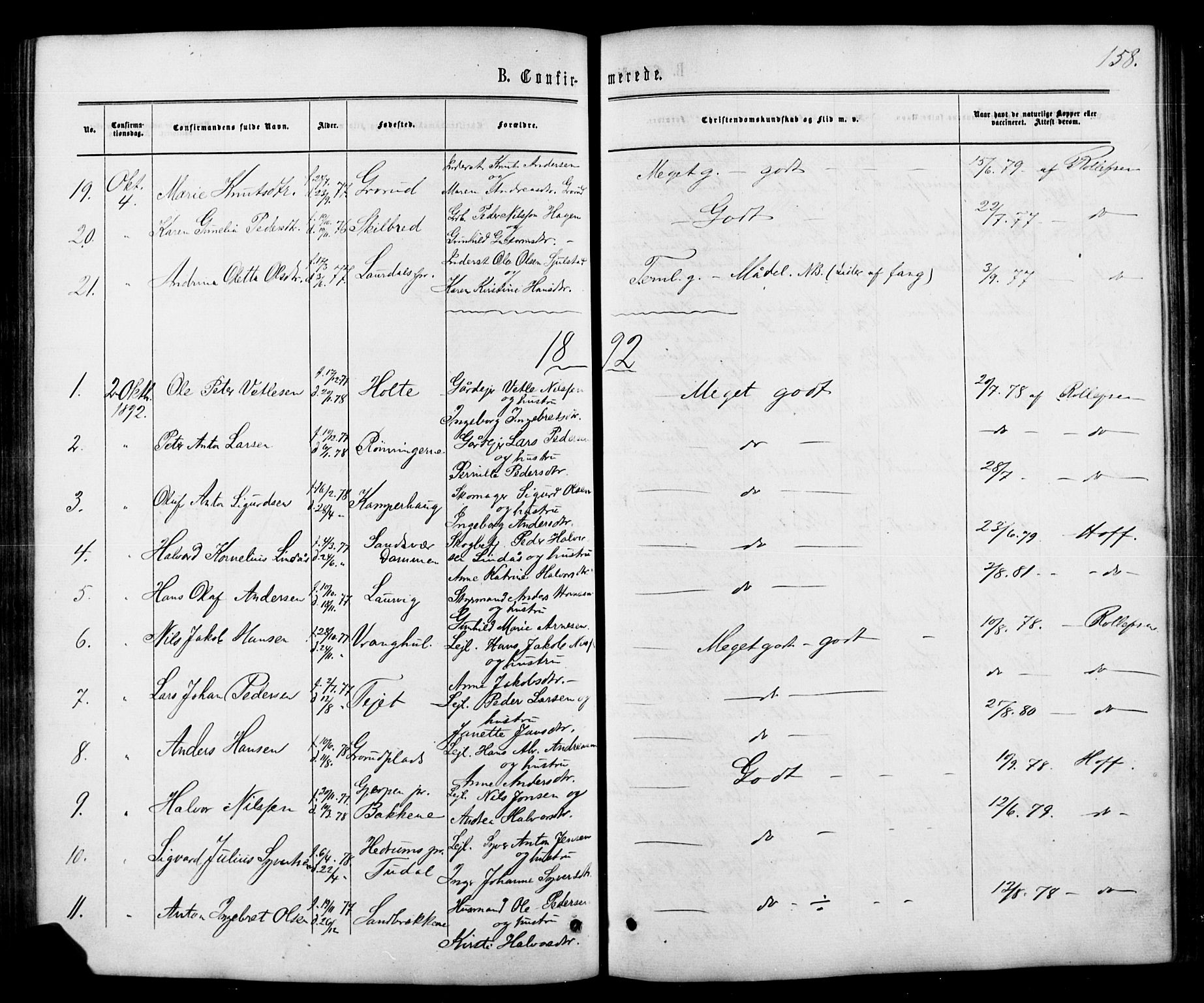 Siljan kirkebøker, SAKO/A-300/G/Ga/L0002: Parish register (copy) no. 2, 1864-1908, p. 158