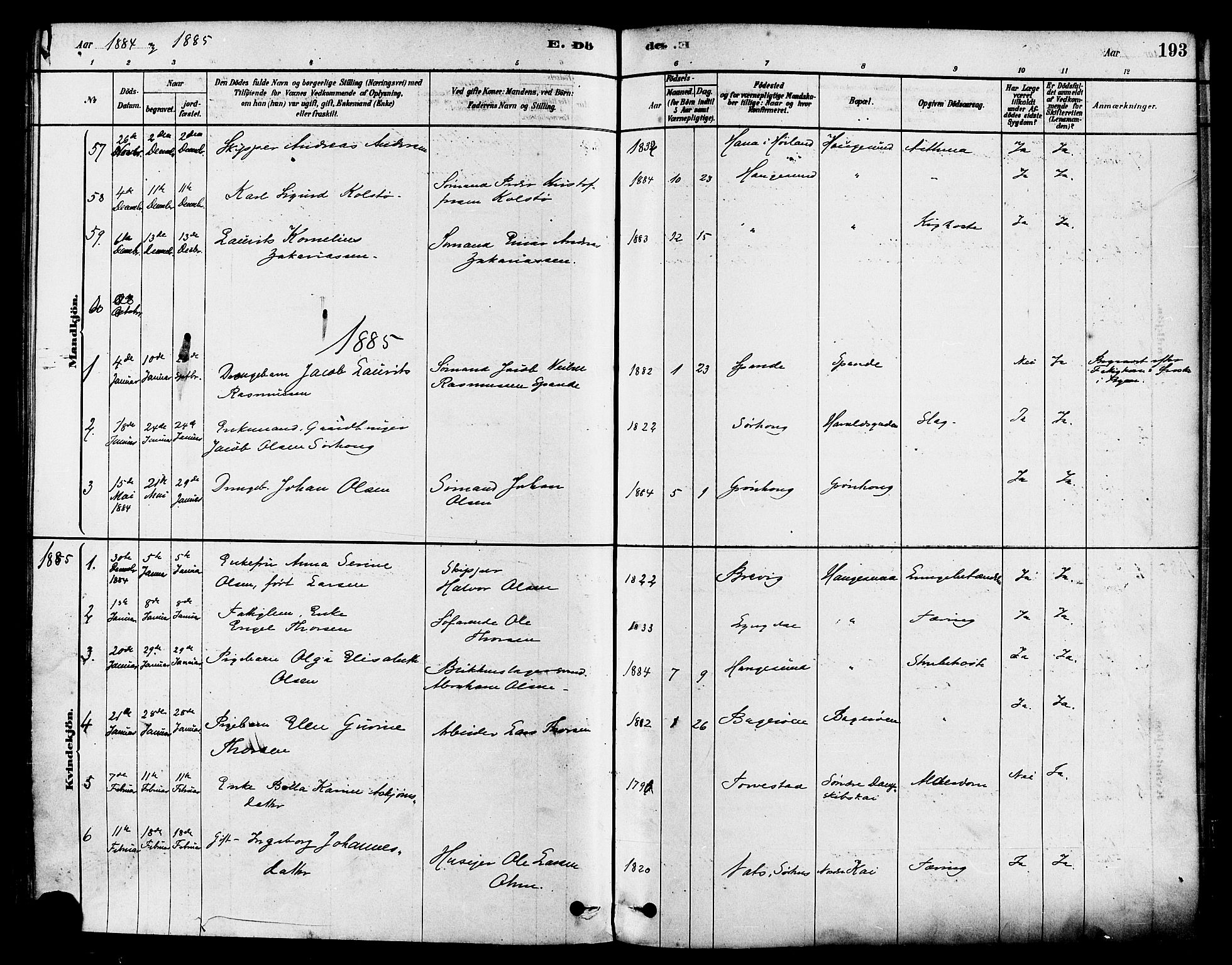 Haugesund sokneprestkontor, AV/SAST-A -101863/H/Ha/Haa/L0001: Parish register (official) no. A 1, 1878-1885, p. 193