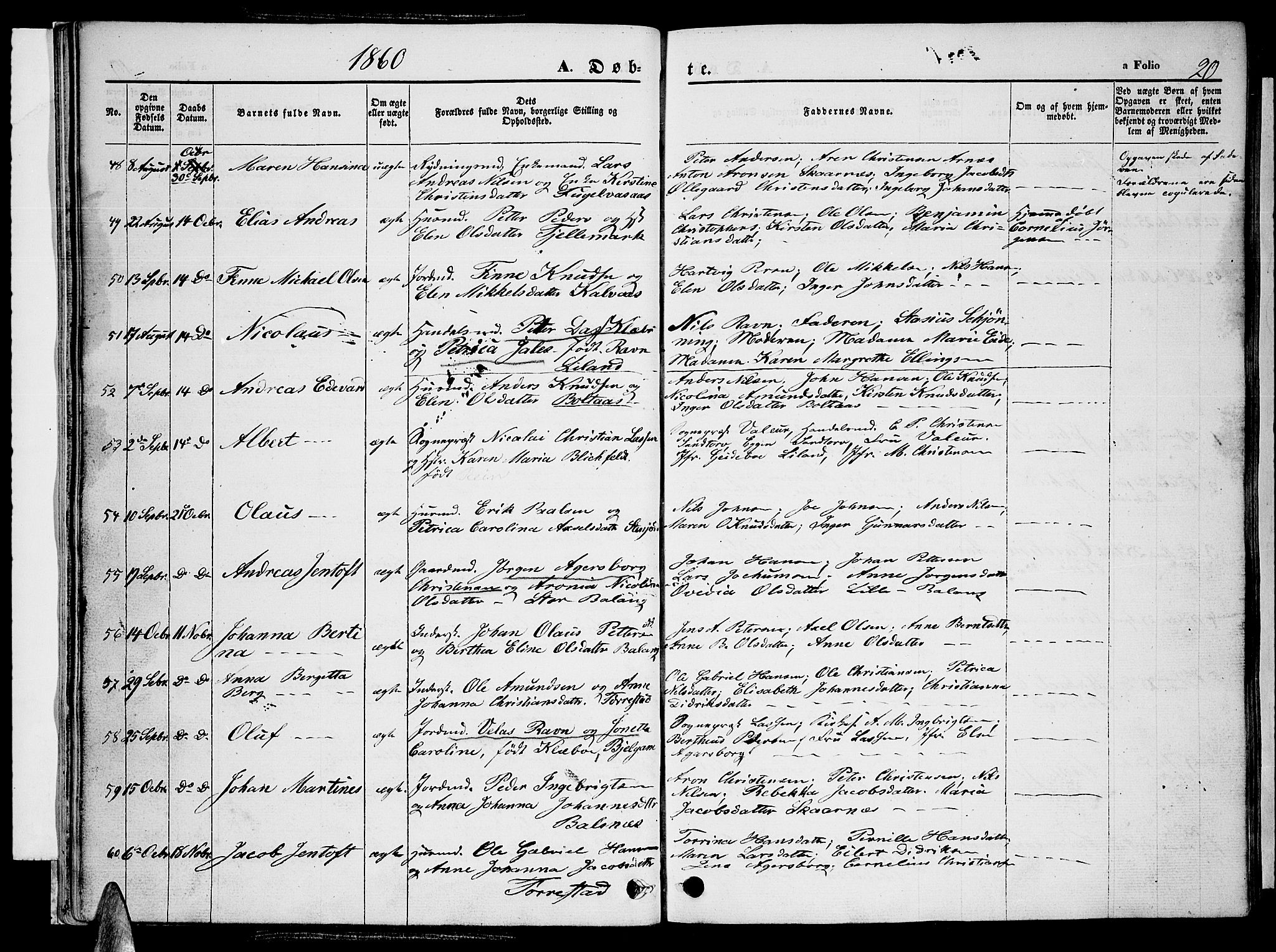 Ministerialprotokoller, klokkerbøker og fødselsregistre - Nordland, SAT/A-1459/863/L0912: Parish register (copy) no. 863C02, 1858-1876, p. 20