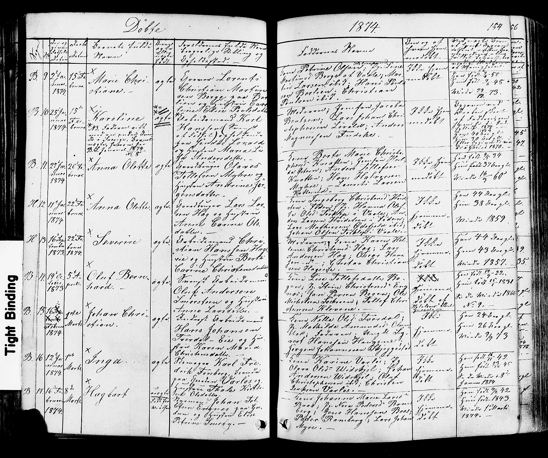 Botne kirkebøker, AV/SAKO-A-340/F/Fa/L0006: Parish register (official) no. I 6, 1836-1877, p. 154