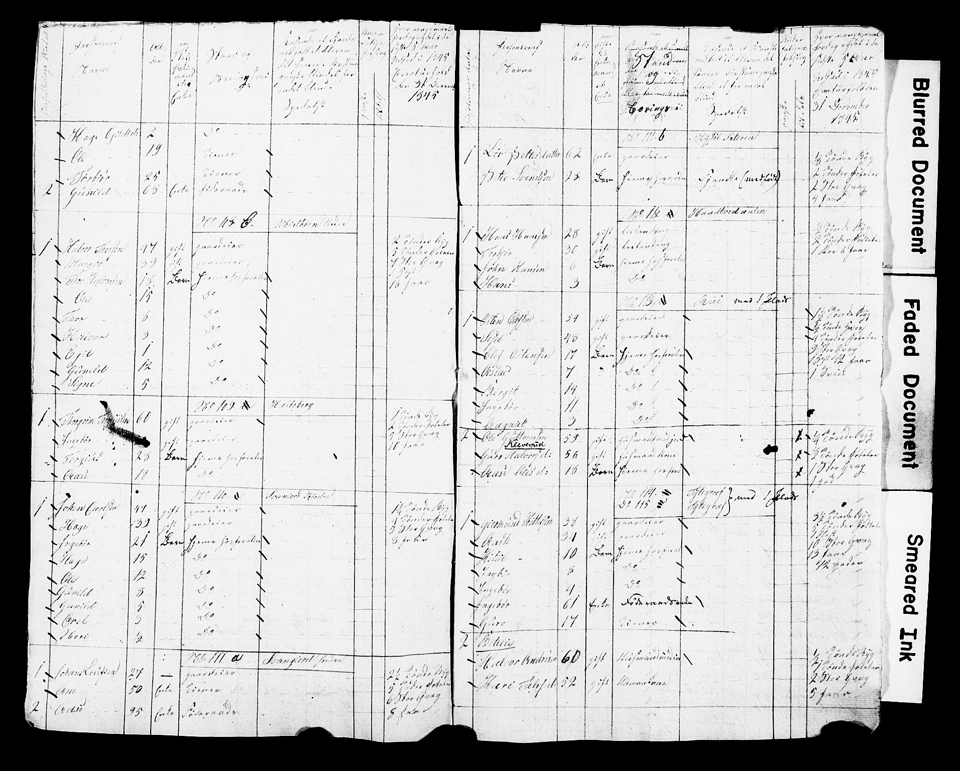 , Census 1845 for Kviteseid, 1845, p. 55