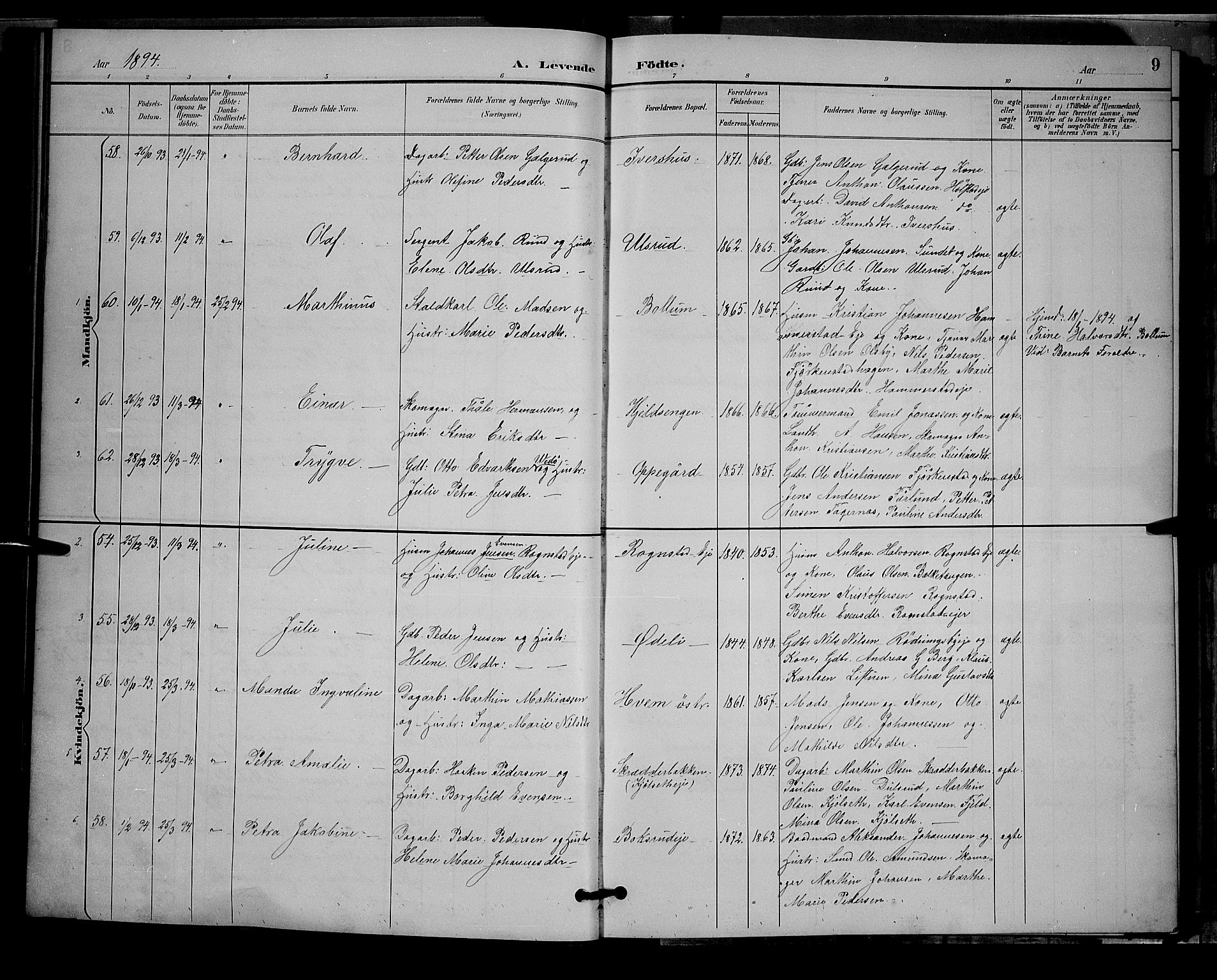 Østre Toten prestekontor, AV/SAH-PREST-104/H/Ha/Hab/L0006: Parish register (copy) no. 6, 1893-1901, p. 9