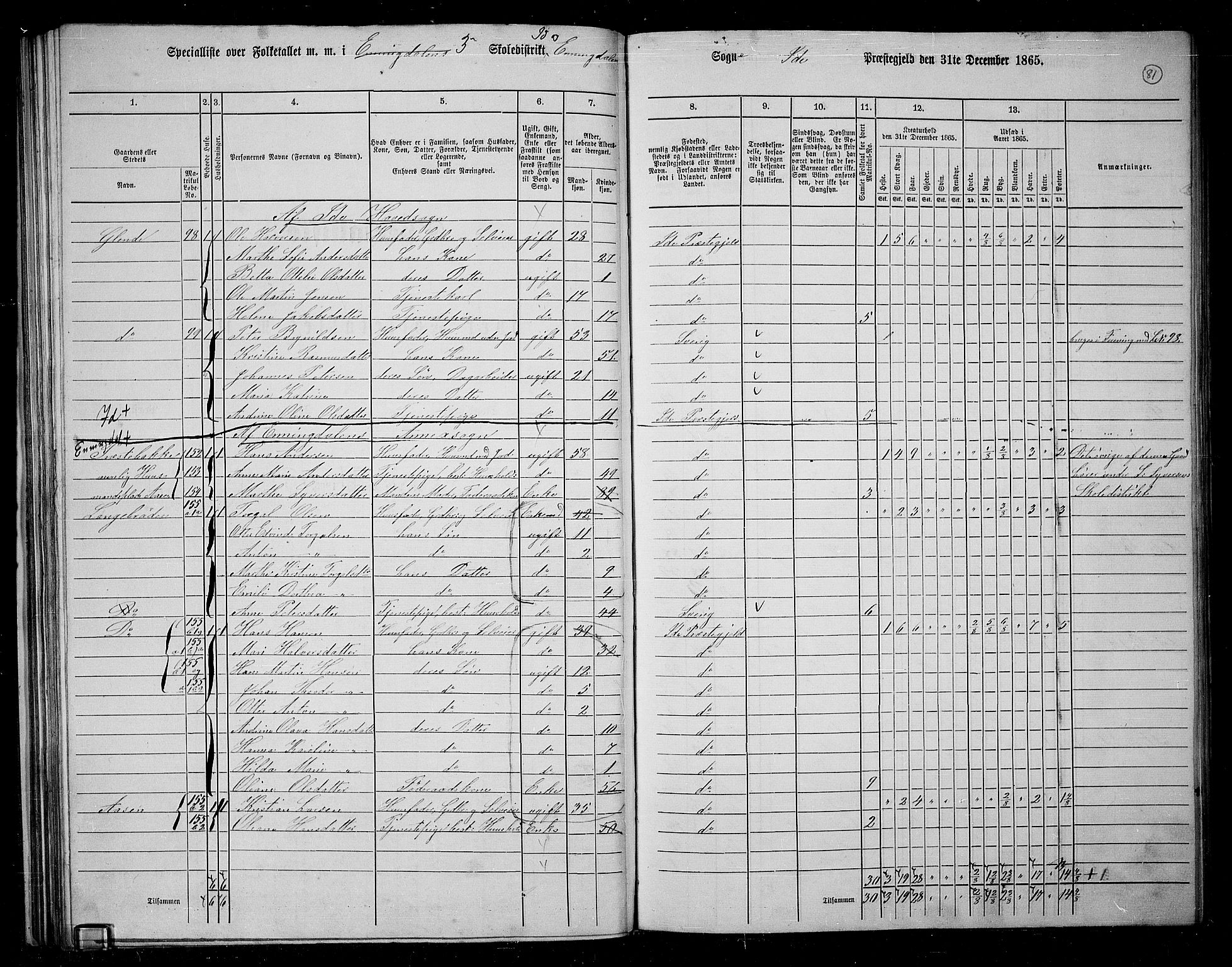 RA, 1865 census for Idd, 1865, p. 70