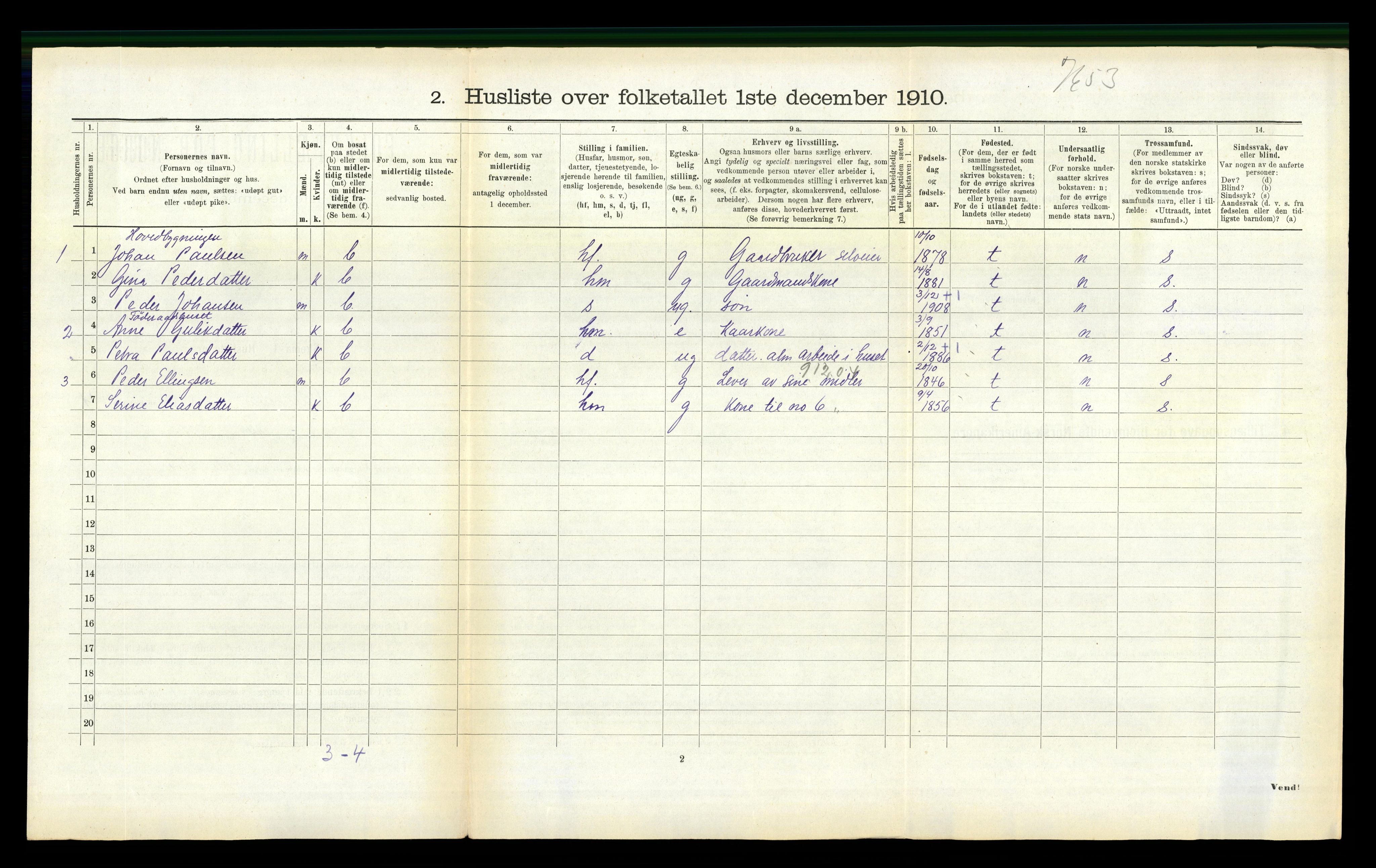 RA, 1910 census for Vanylven, 1910, p. 250