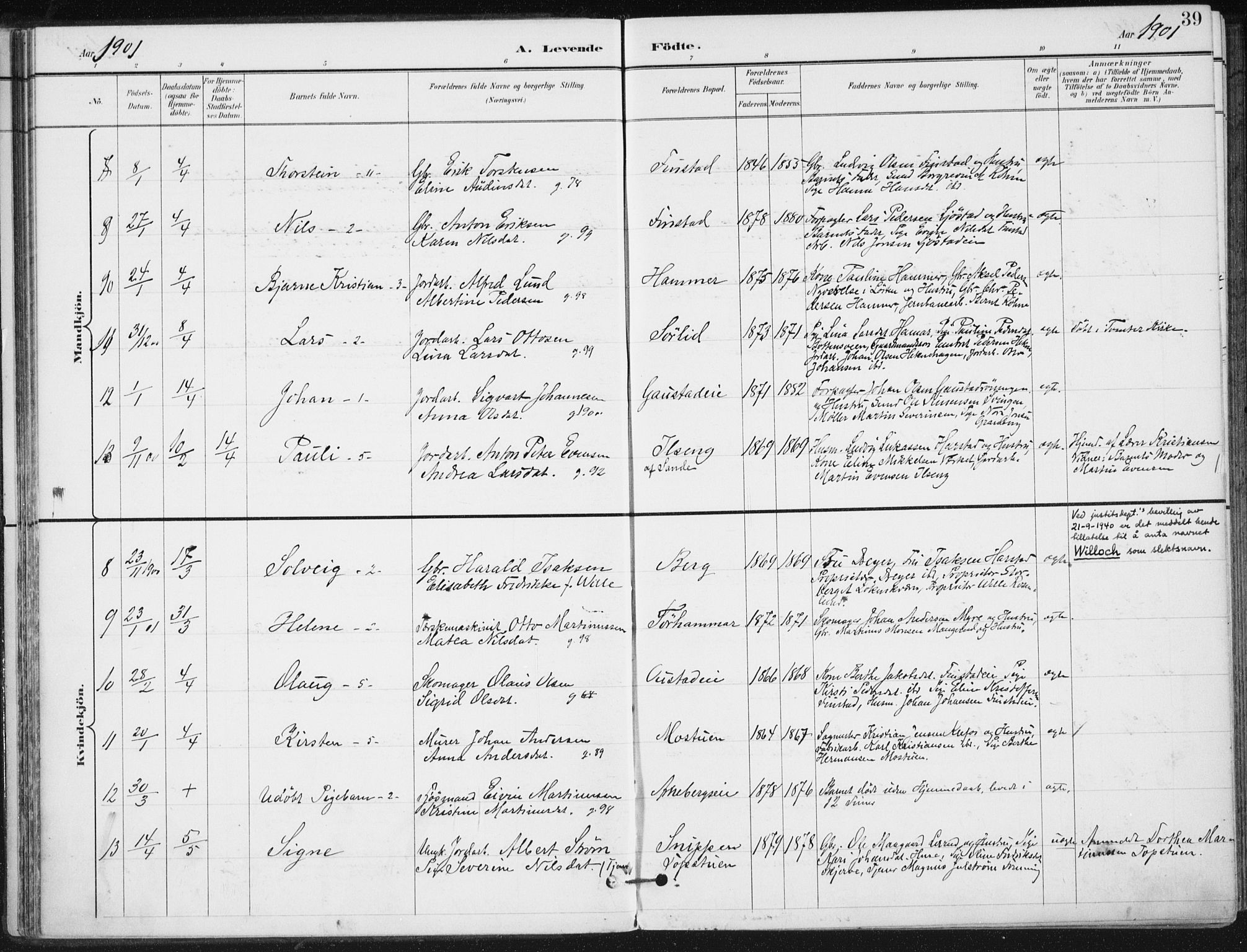 Romedal prestekontor, AV/SAH-PREST-004/K/L0011: Parish register (official) no. 11, 1896-1912, p. 39