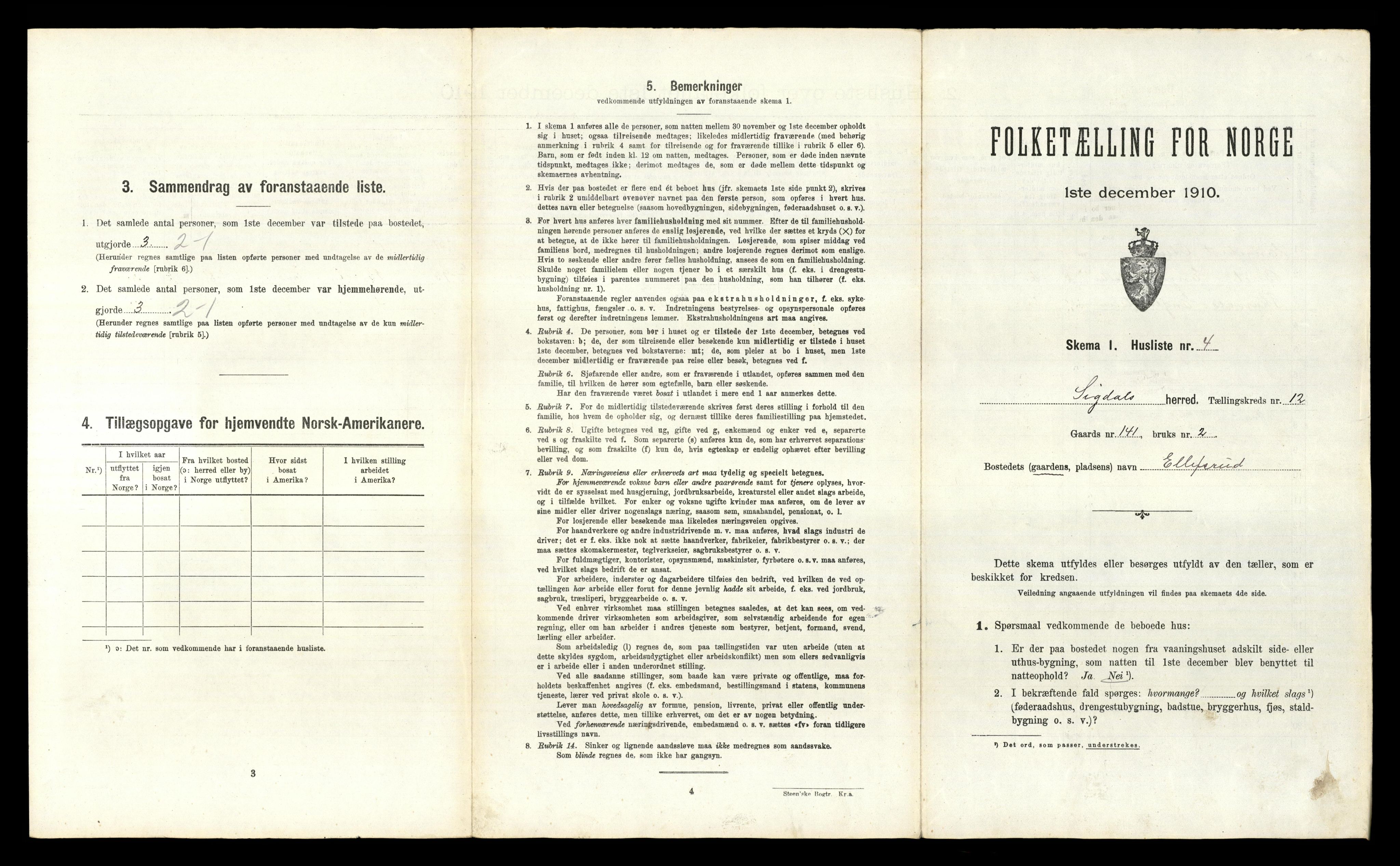 RA, 1910 census for Sigdal, 1910, p. 1228