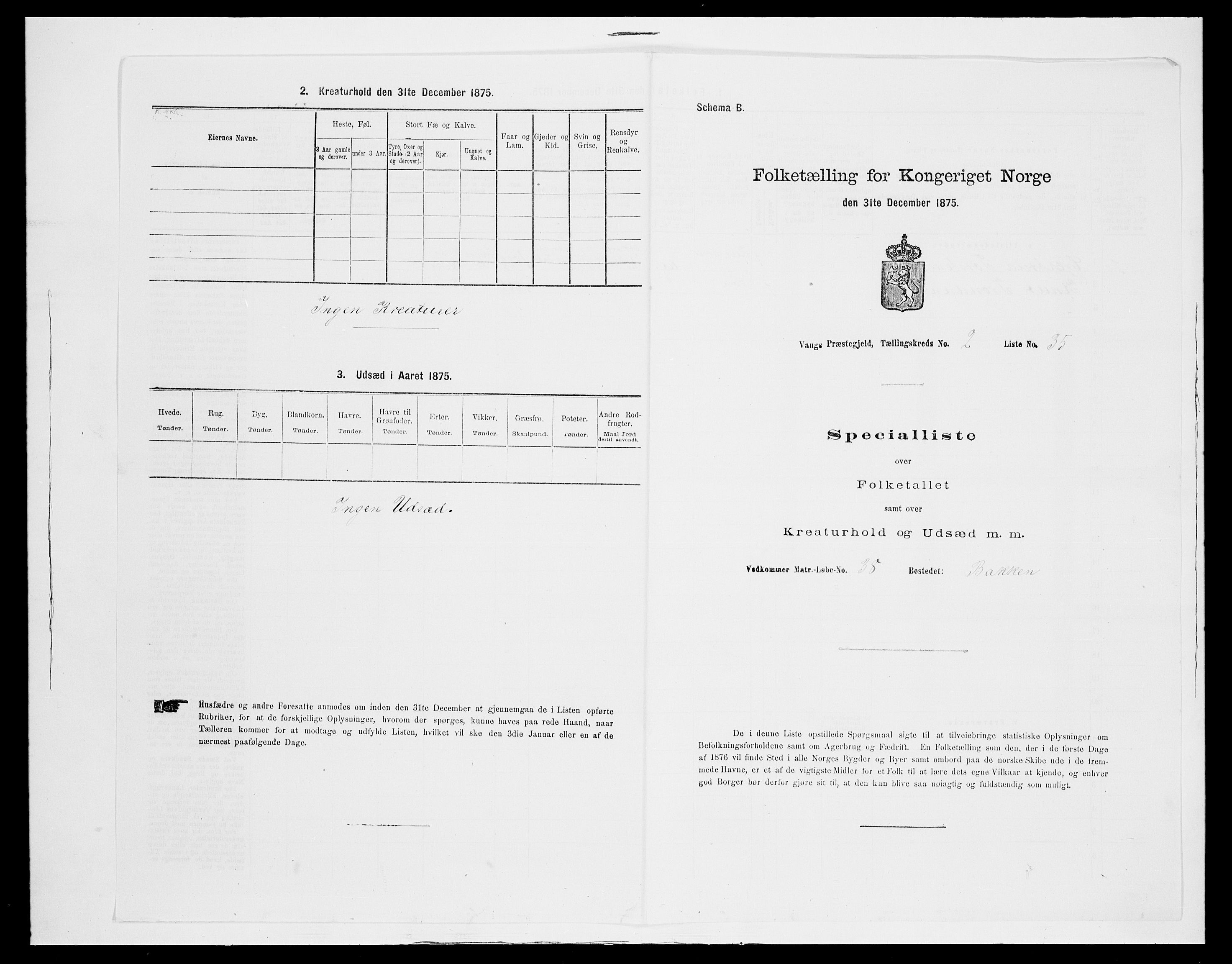 SAH, 1875 census for 0545P Vang, 1875, p. 235