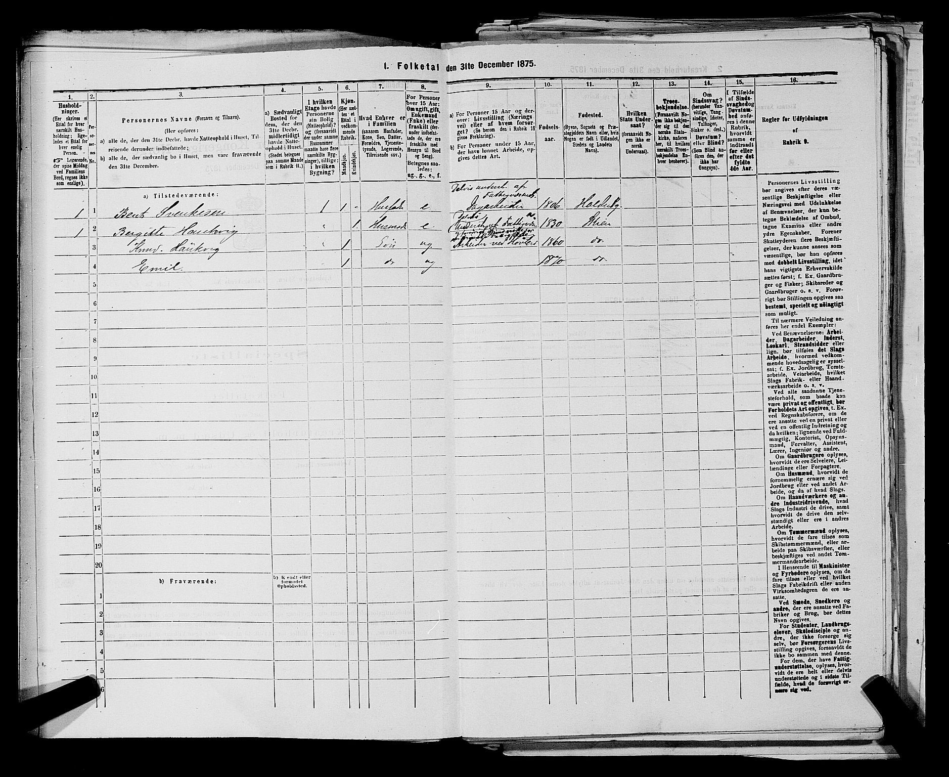 SAKO, 1875 census for 0806P Skien, 1875, p. 697