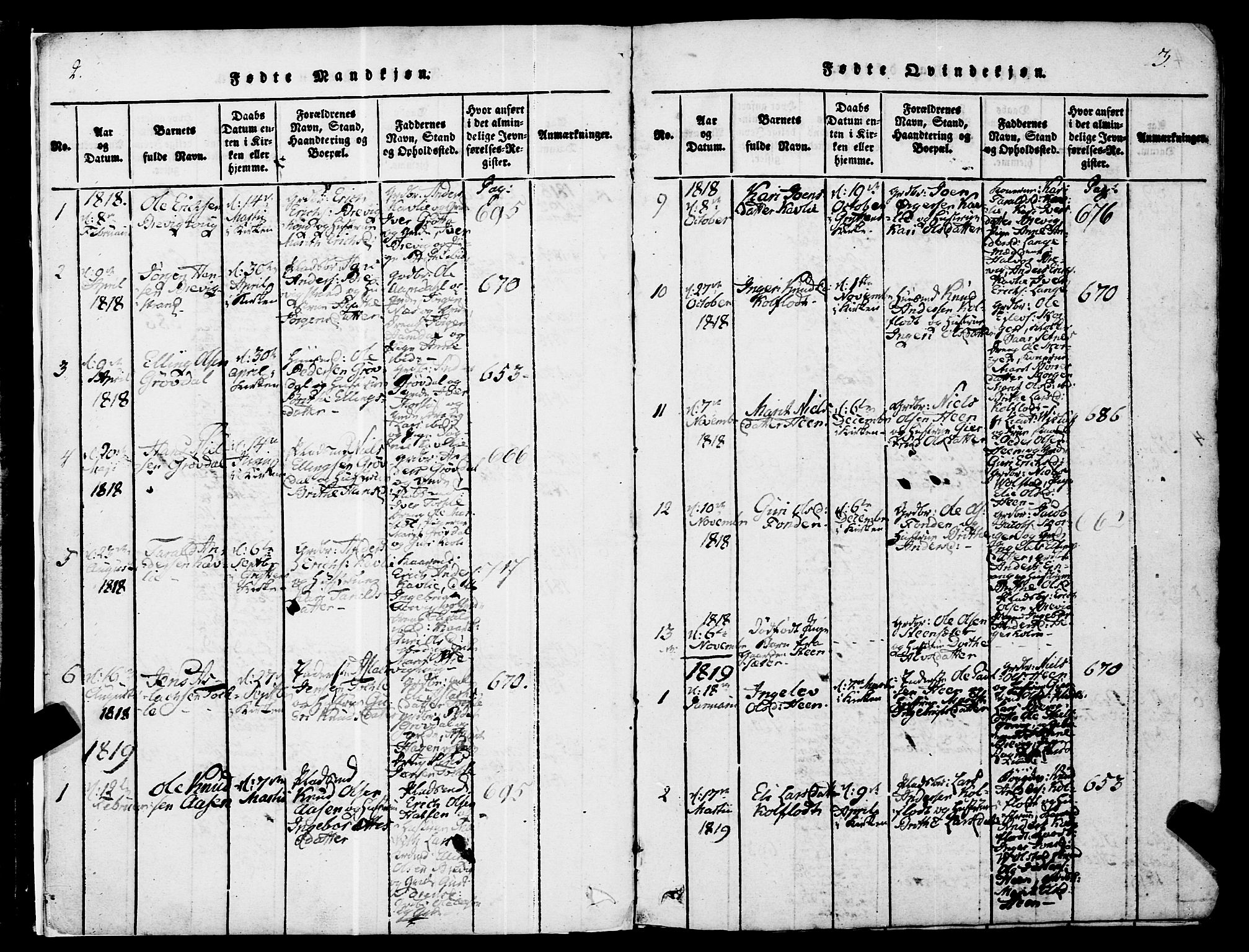 Ministerialprotokoller, klokkerbøker og fødselsregistre - Møre og Romsdal, SAT/A-1454/545/L0585: Parish register (official) no. 545A01, 1818-1853, p. 2-3