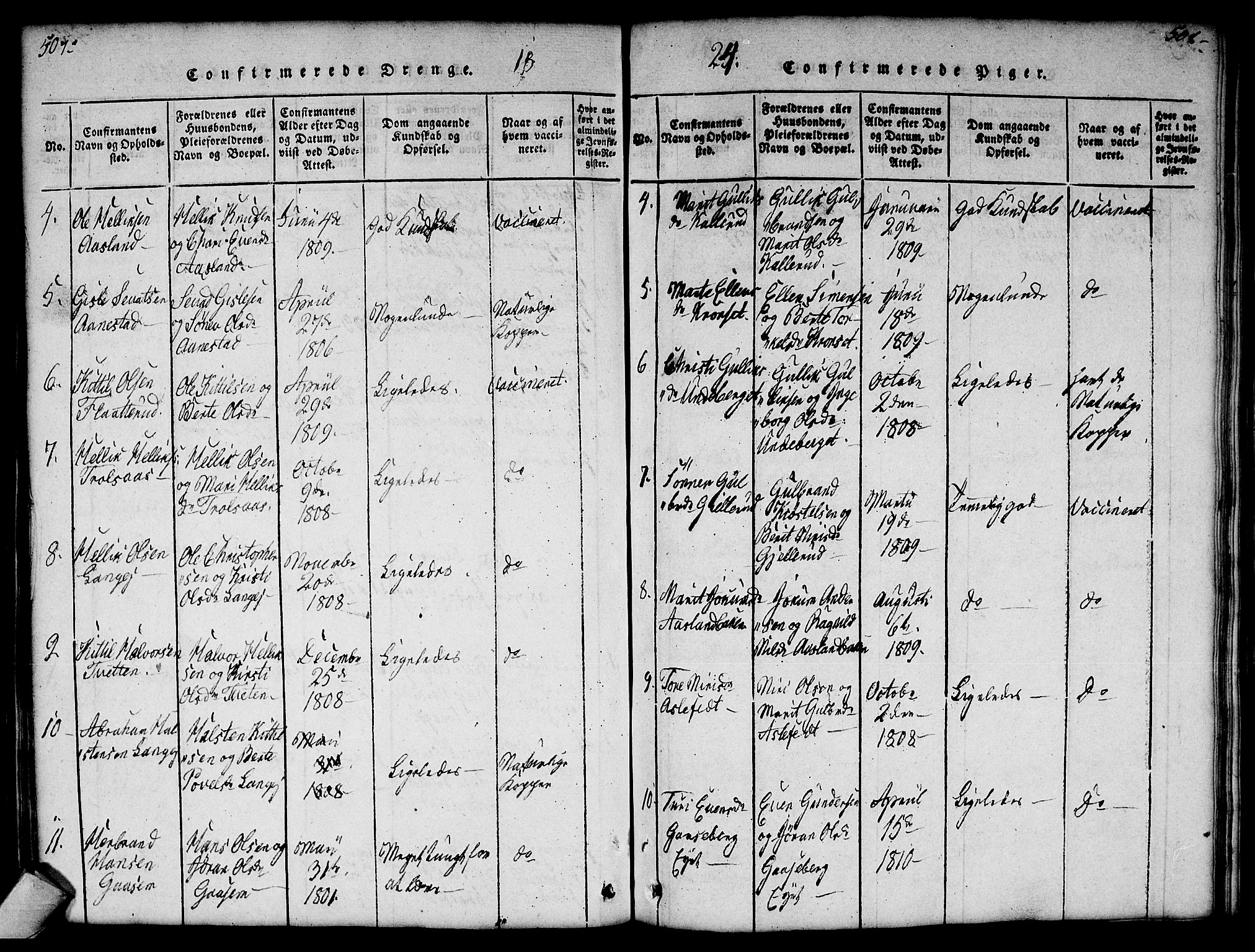 Flesberg kirkebøker, SAKO/A-18/G/Ga/L0001: Parish register (copy) no. I 1, 1816-1834, p. 507-508