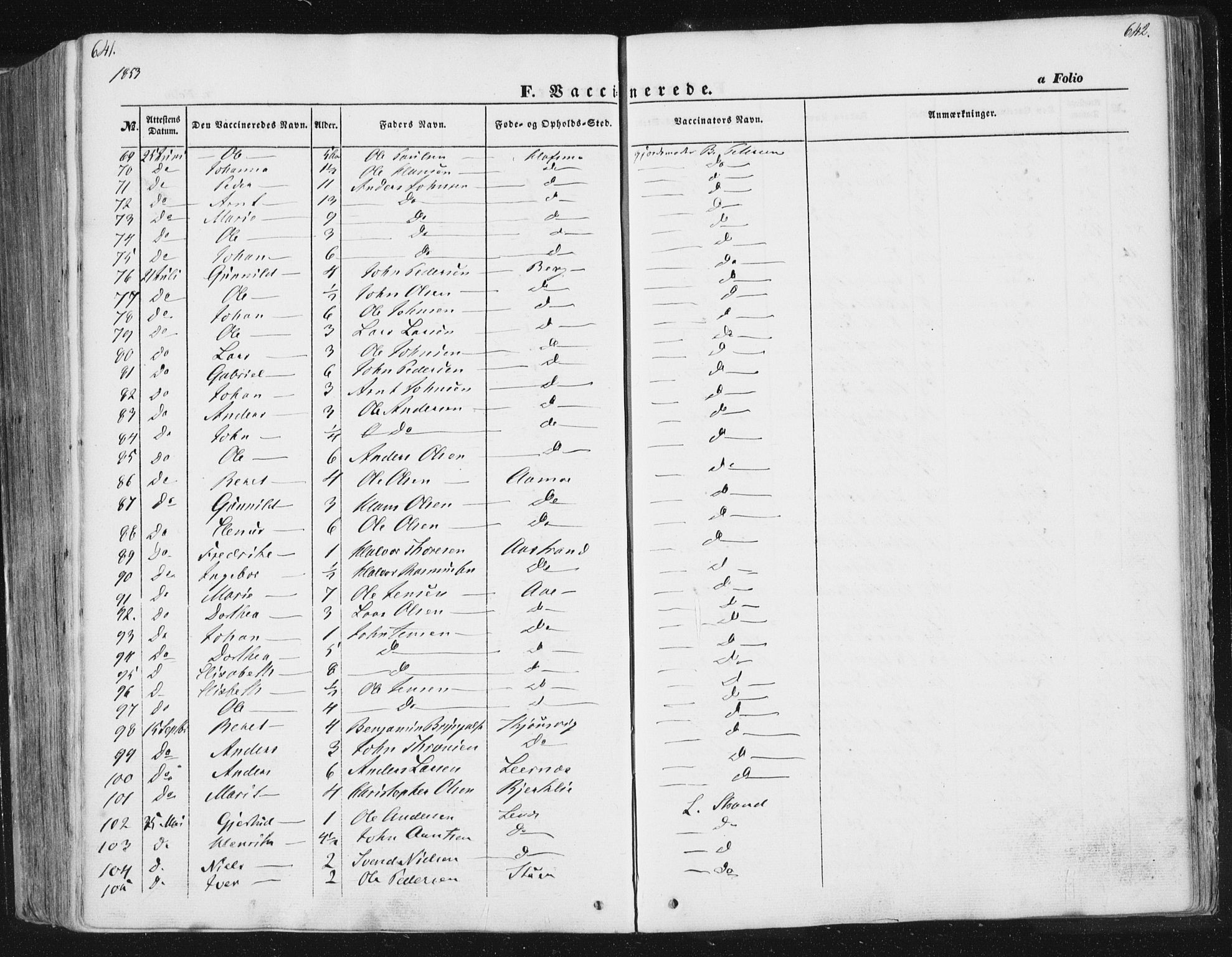 Ministerialprotokoller, klokkerbøker og fødselsregistre - Sør-Trøndelag, AV/SAT-A-1456/630/L0494: Parish register (official) no. 630A07, 1852-1868, p. 641-642