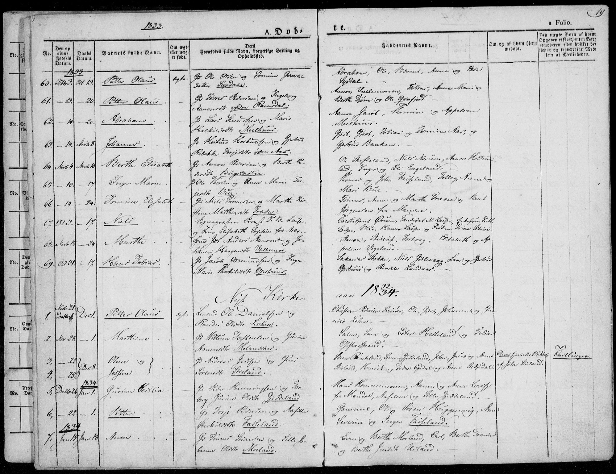 Sør-Audnedal sokneprestkontor, AV/SAK-1111-0039/F/Fa/Fab/L0006: Parish register (official) no. A 6, 1829-1855, p. 19