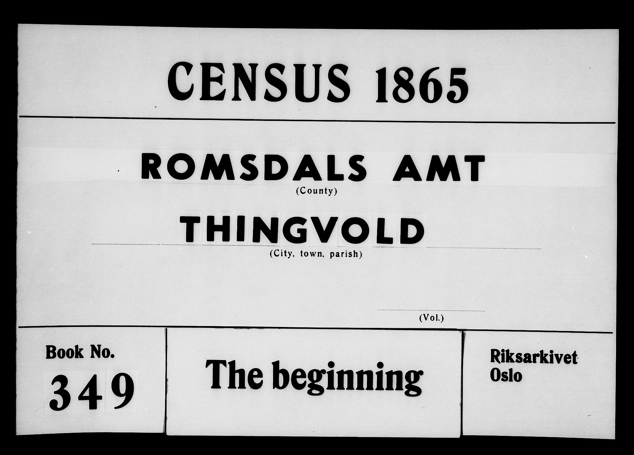 RA, 1865 census for Tingvoll, 1865, p. 1