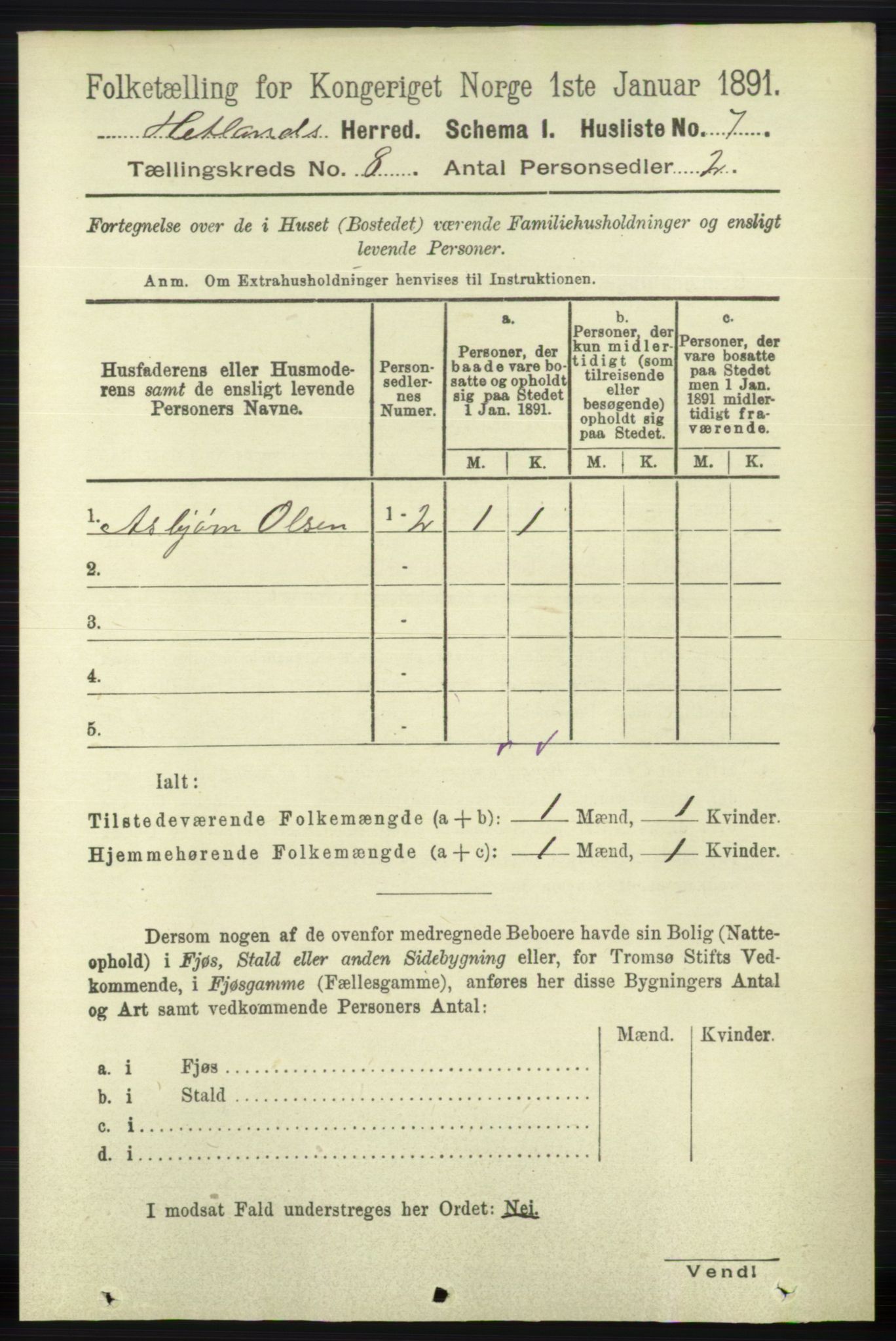 RA, 1891 census for 1126 Hetland, 1891, p. 4356