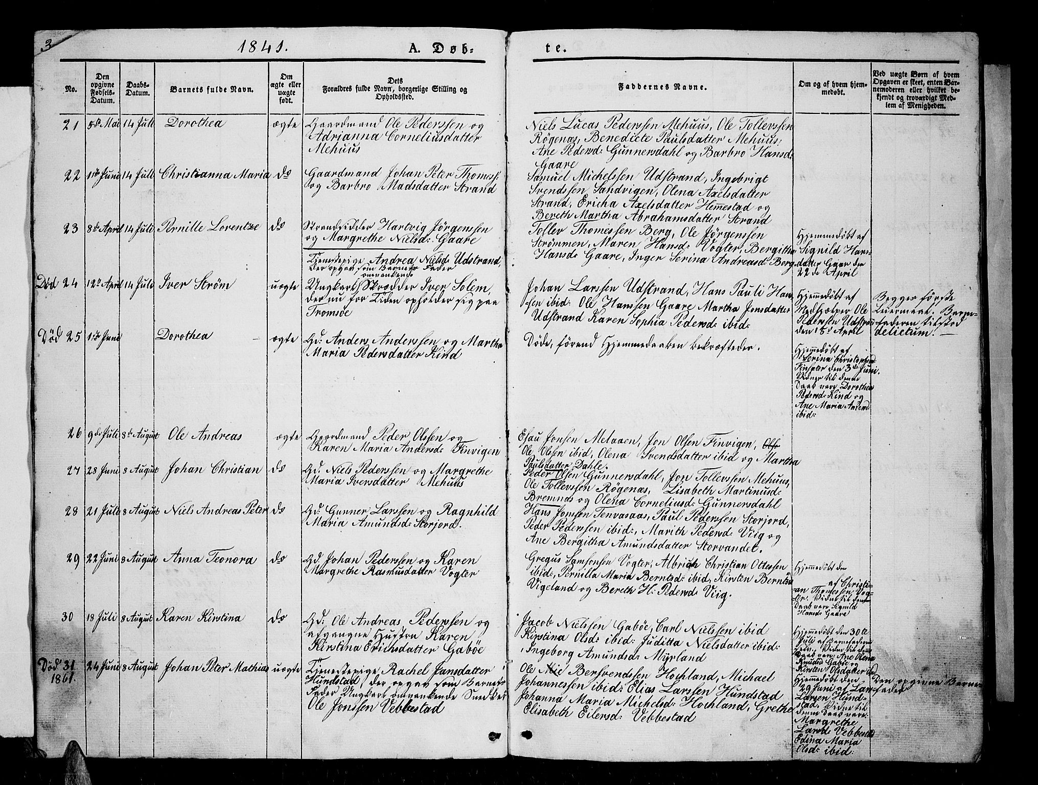 Kvæfjord sokneprestkontor, AV/SATØ-S-1323/G/Ga/Gab/L0002klokker: Parish register (copy) no. 2, 1841-1855, p. 3