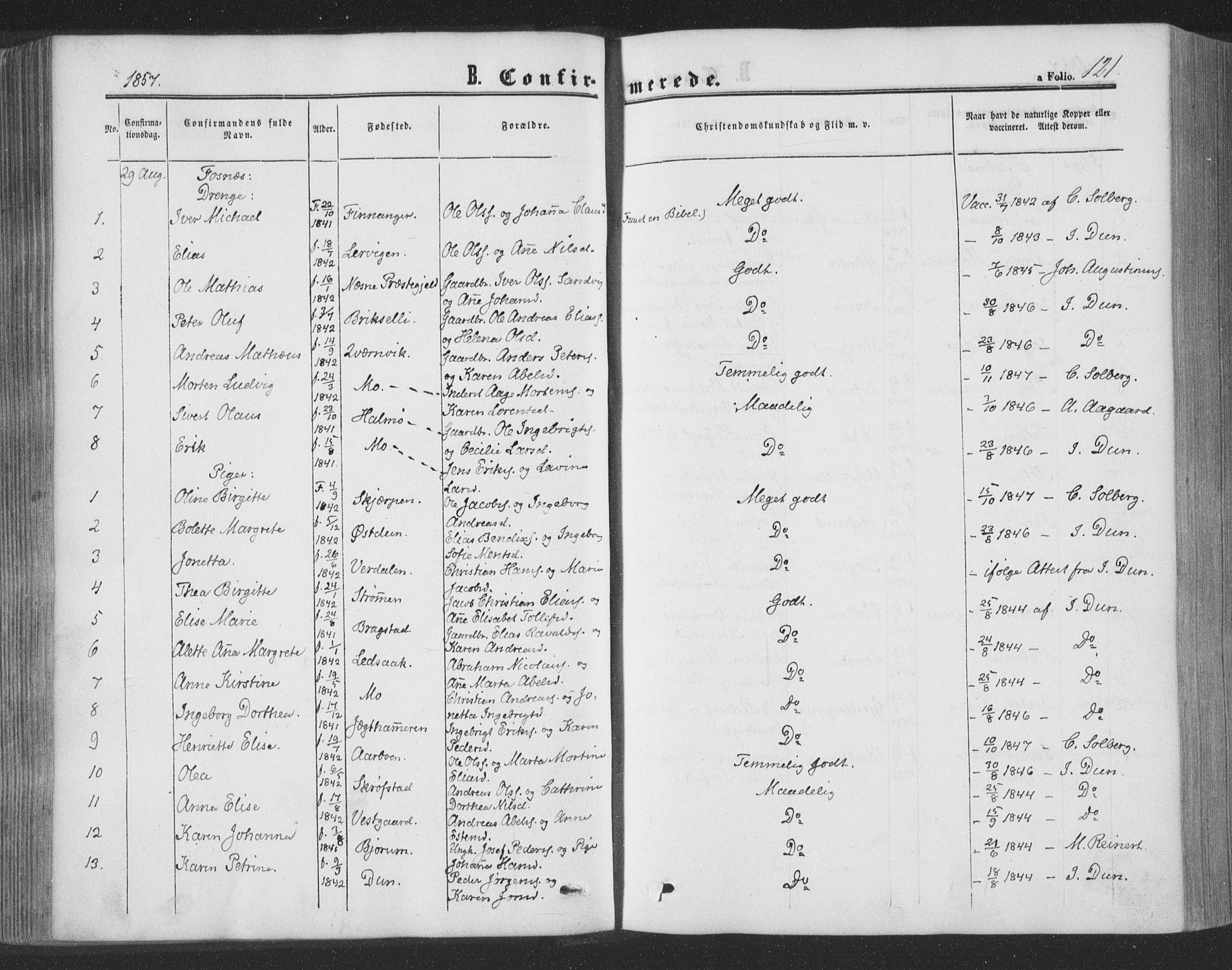 Ministerialprotokoller, klokkerbøker og fødselsregistre - Nord-Trøndelag, SAT/A-1458/773/L0615: Parish register (official) no. 773A06, 1857-1870, p. 121