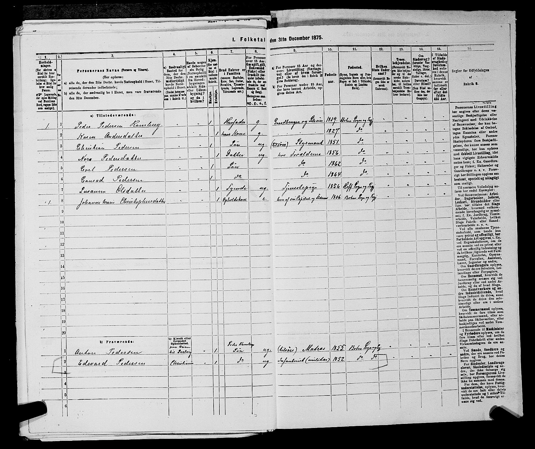 SAKO, 1875 census for 0715P Botne, 1875, p. 694