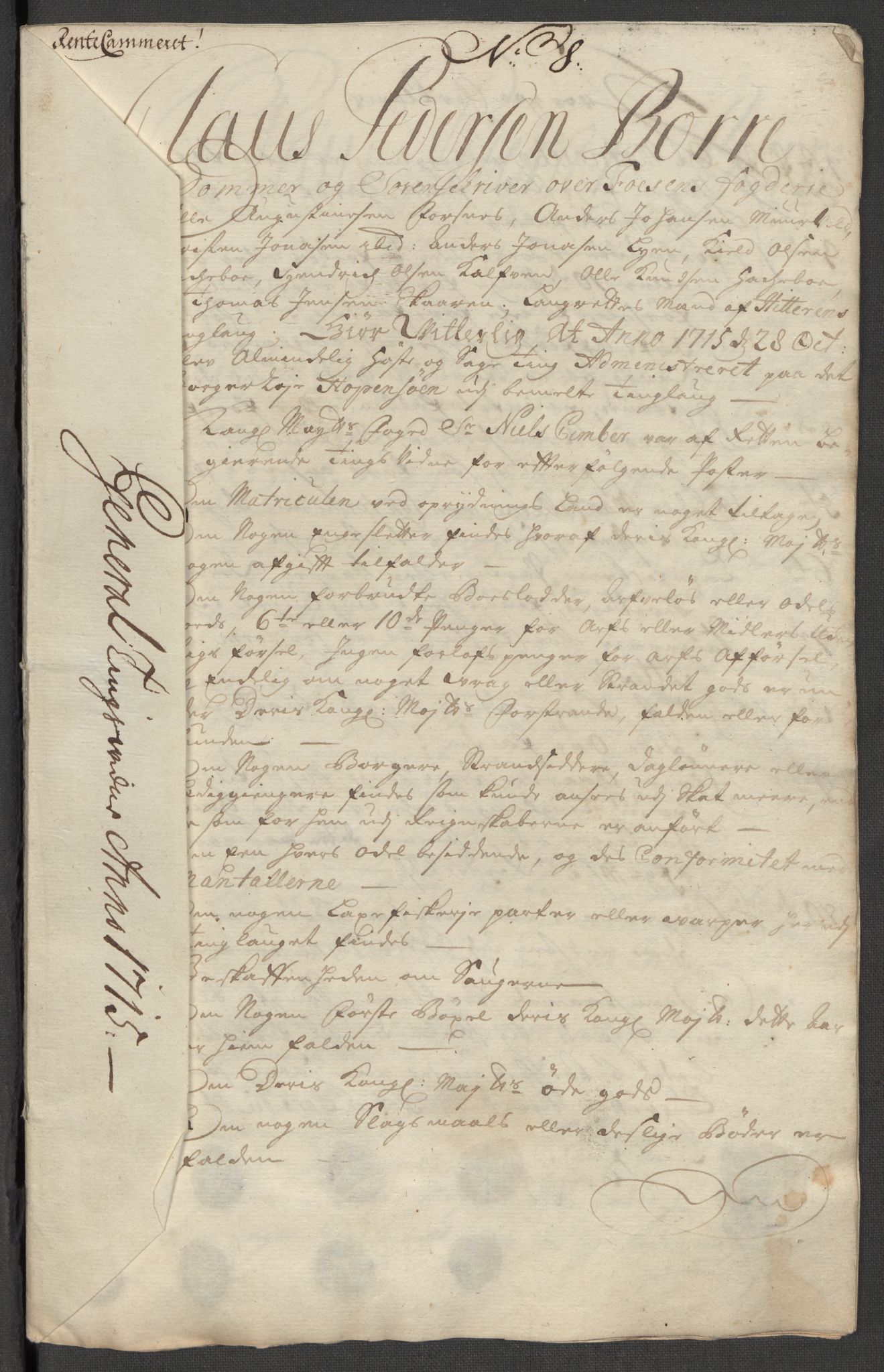 Rentekammeret inntil 1814, Reviderte regnskaper, Fogderegnskap, AV/RA-EA-4092/R57/L3863: Fogderegnskap Fosen, 1715, p. 104