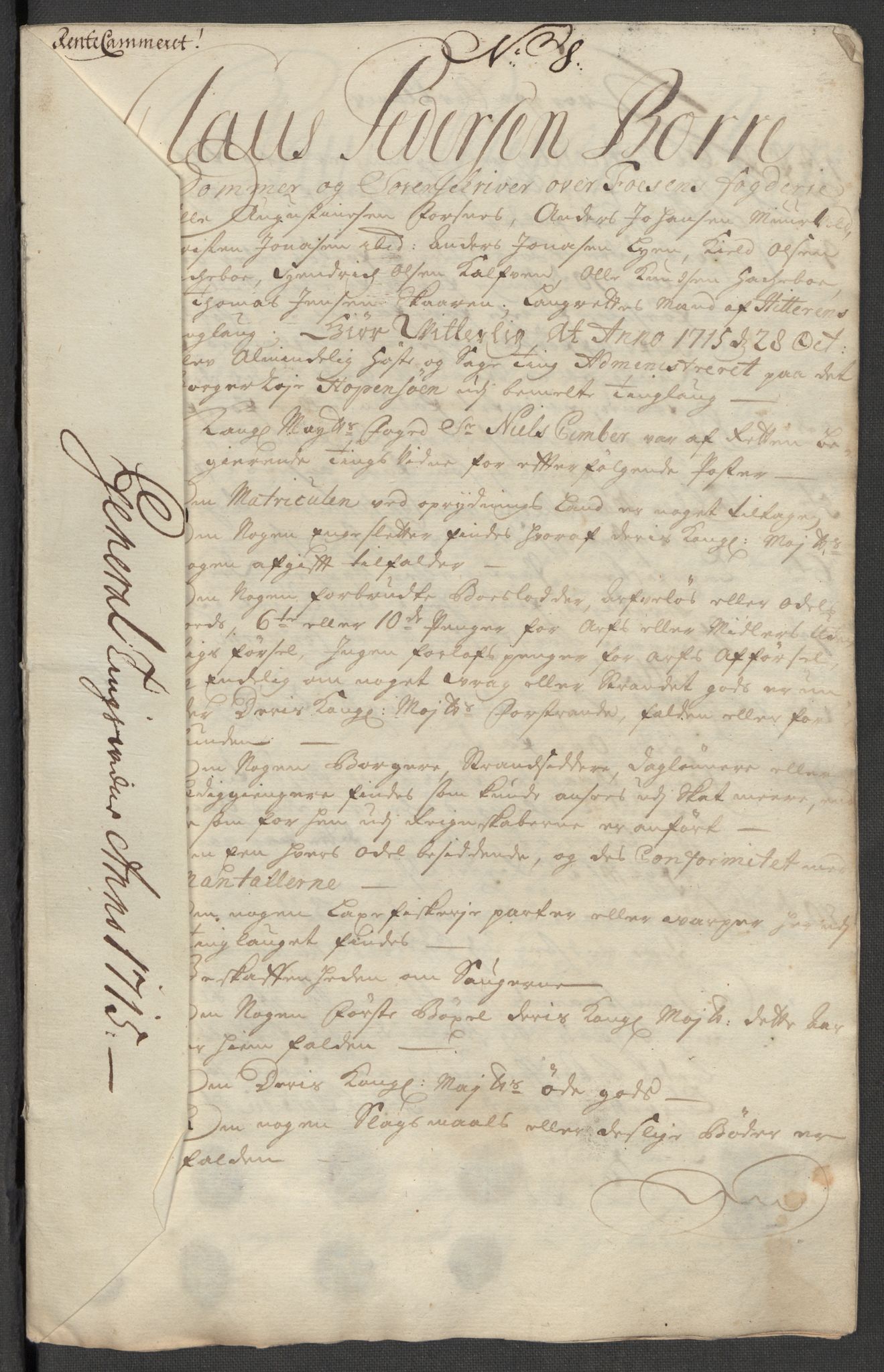 Rentekammeret inntil 1814, Reviderte regnskaper, Fogderegnskap, RA/EA-4092/R57/L3863: Fogderegnskap Fosen, 1715, p. 104