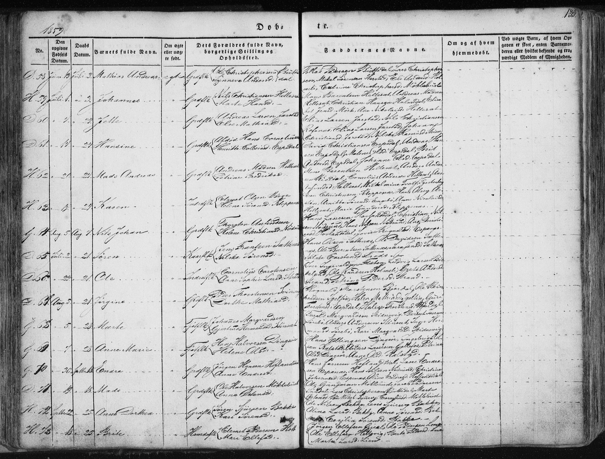 Fjaler sokneprestembete, SAB/A-79801/H/Haa/Haaa/L0006: Parish register (official) no. A 6, 1835-1884, p. 133