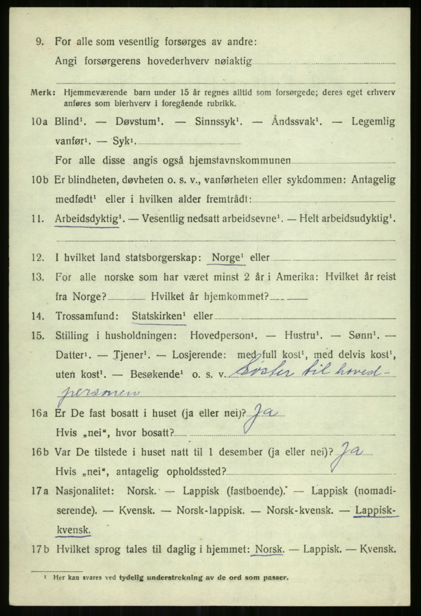 SATØ, 1920 census for Karlsøy, 1920, p. 1179