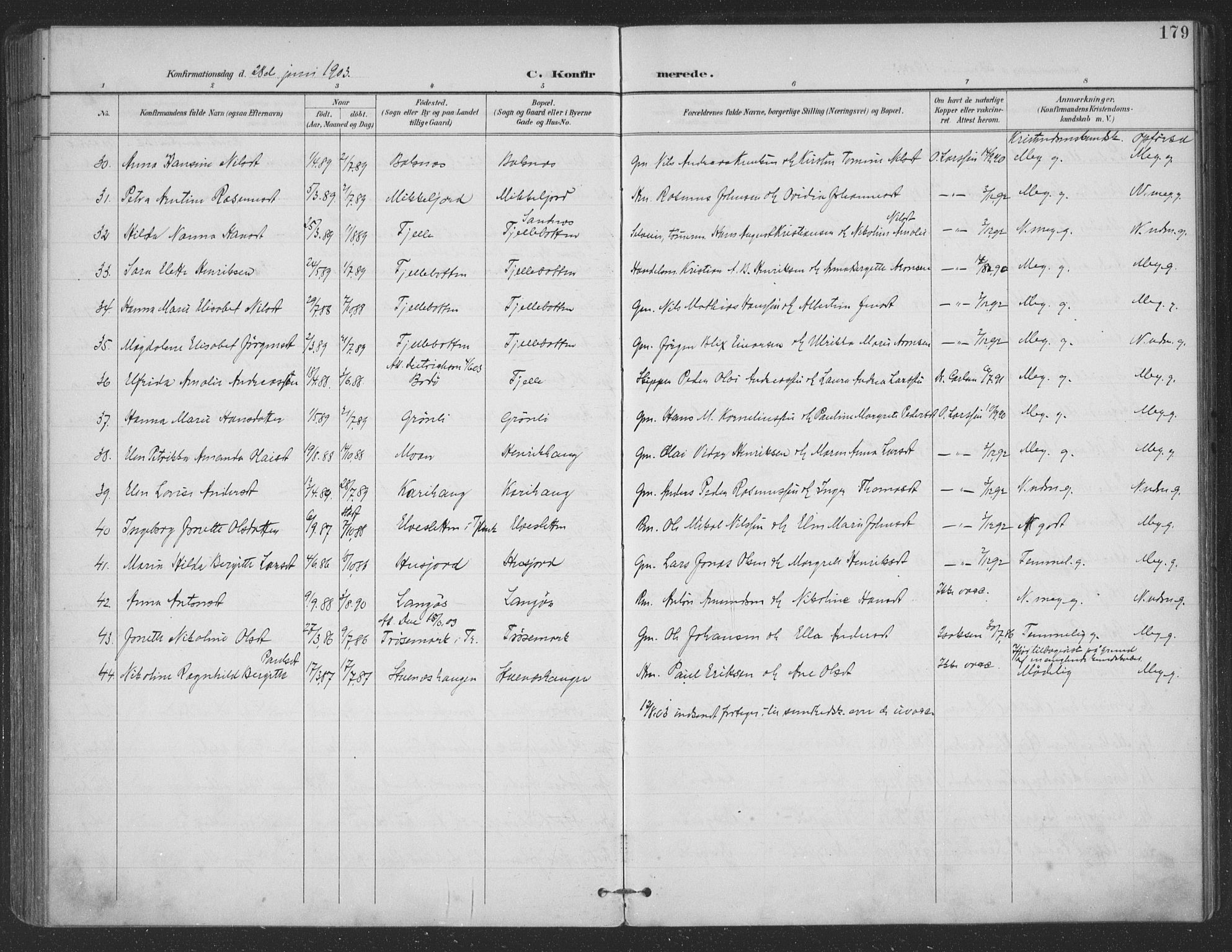 Ministerialprotokoller, klokkerbøker og fødselsregistre - Nordland, SAT/A-1459/863/L0899: Parish register (official) no. 863A11, 1897-1906, p. 179