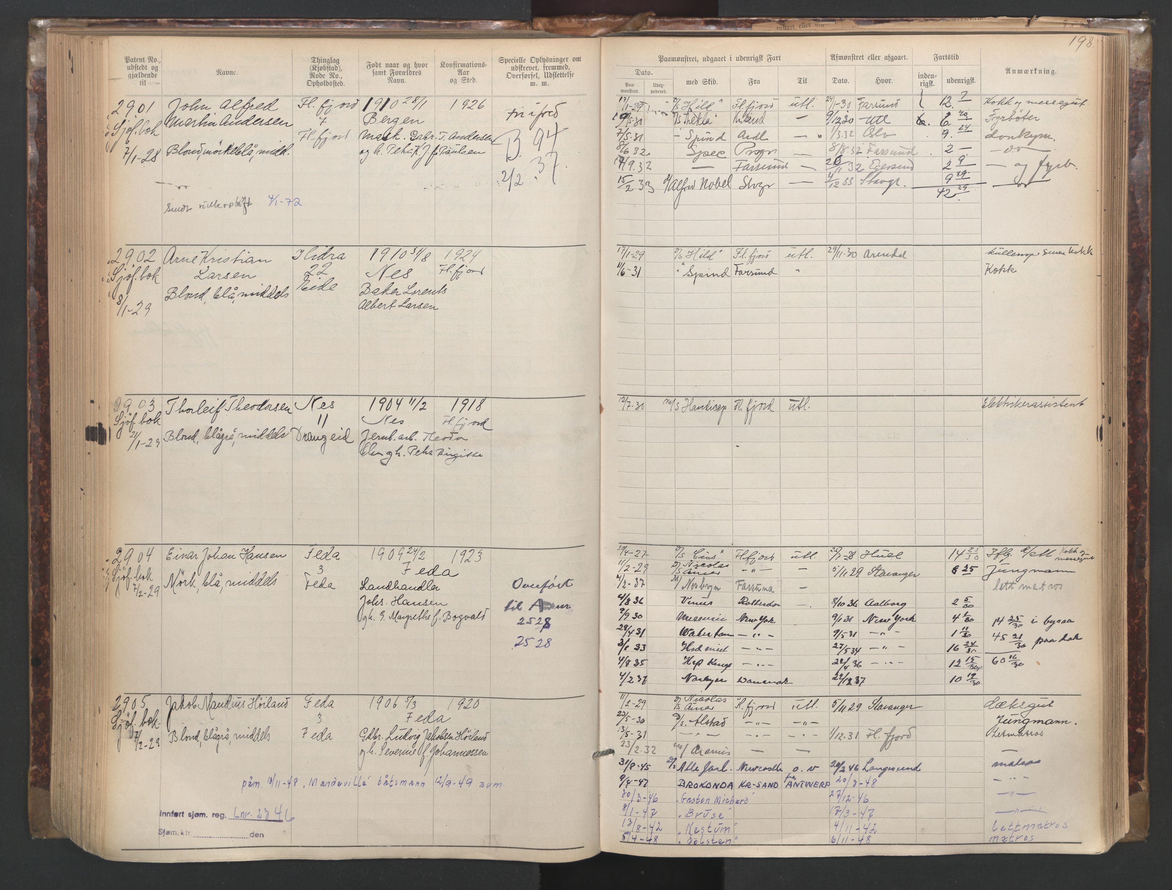 Flekkefjord mønstringskrets, AV/SAK-2031-0018/F/Fa/L0003: Annotasjonsrulle nr 1921-2963 med register, N-3, 1892-1948, p. 231