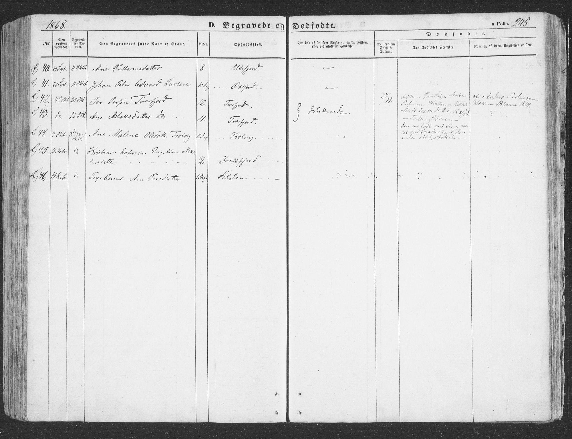 Loppa sokneprestkontor, SATØ/S-1339/H/Ha/L0004kirke: Parish register (official) no. 4, 1849-1868, p. 245