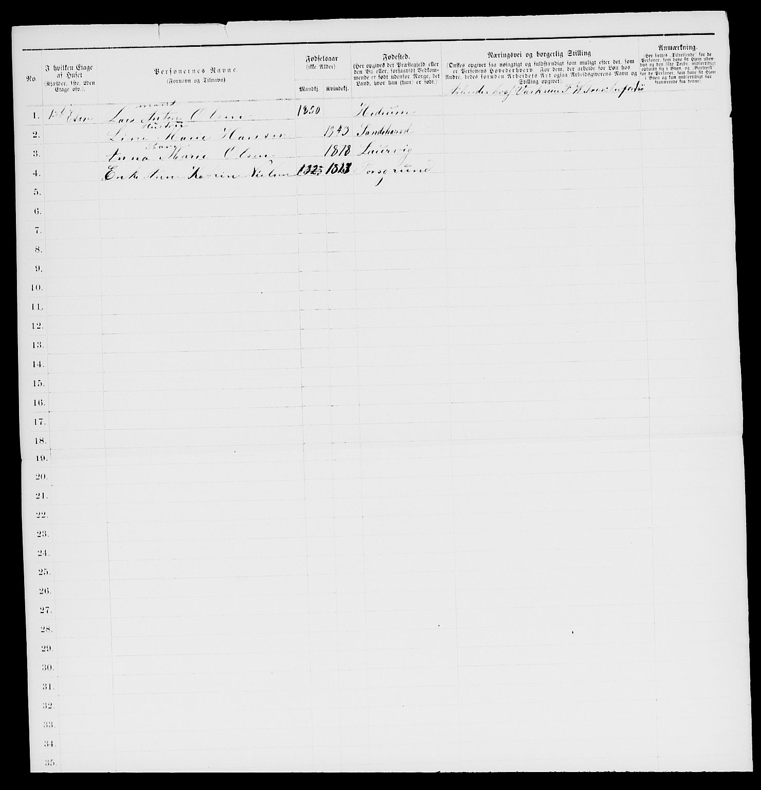 SAKO, 1885 census for 0707 Larvik, 1885, p. 1683