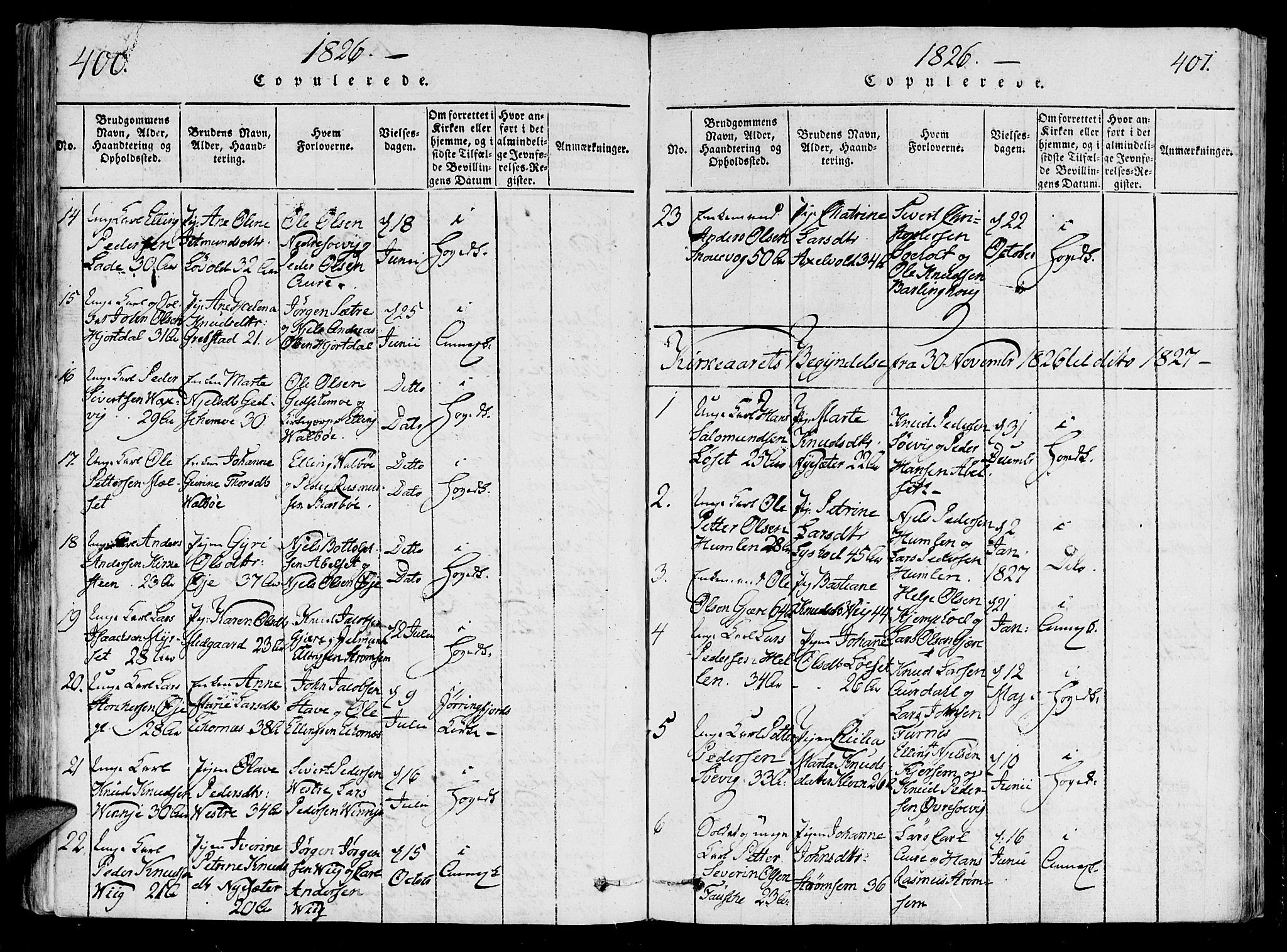 Ministerialprotokoller, klokkerbøker og fødselsregistre - Møre og Romsdal, SAT/A-1454/522/L0310: Parish register (official) no. 522A05, 1816-1832, p. 400-401