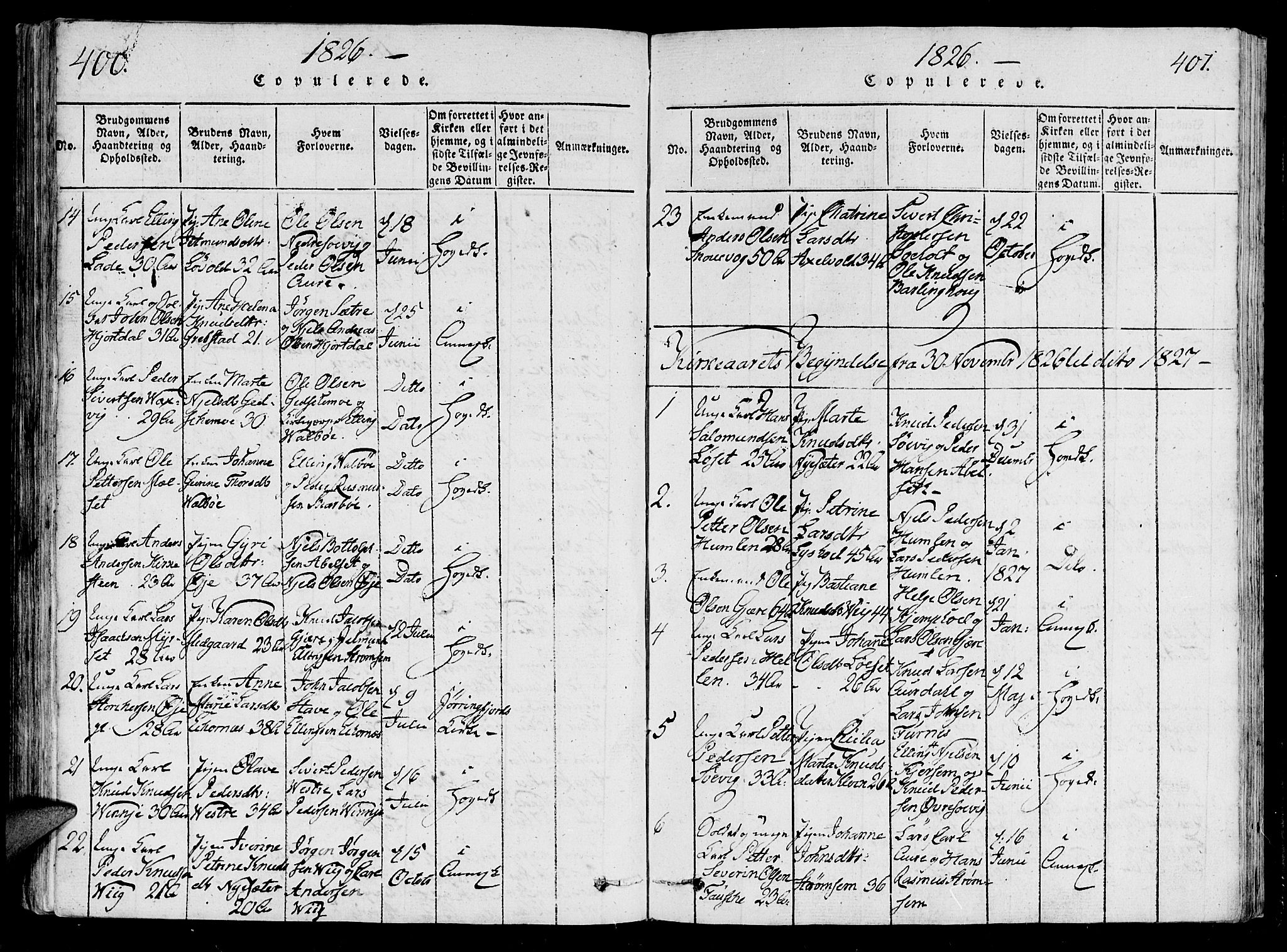 Ministerialprotokoller, klokkerbøker og fødselsregistre - Møre og Romsdal, AV/SAT-A-1454/522/L0310: Parish register (official) no. 522A05, 1816-1832, p. 400-401