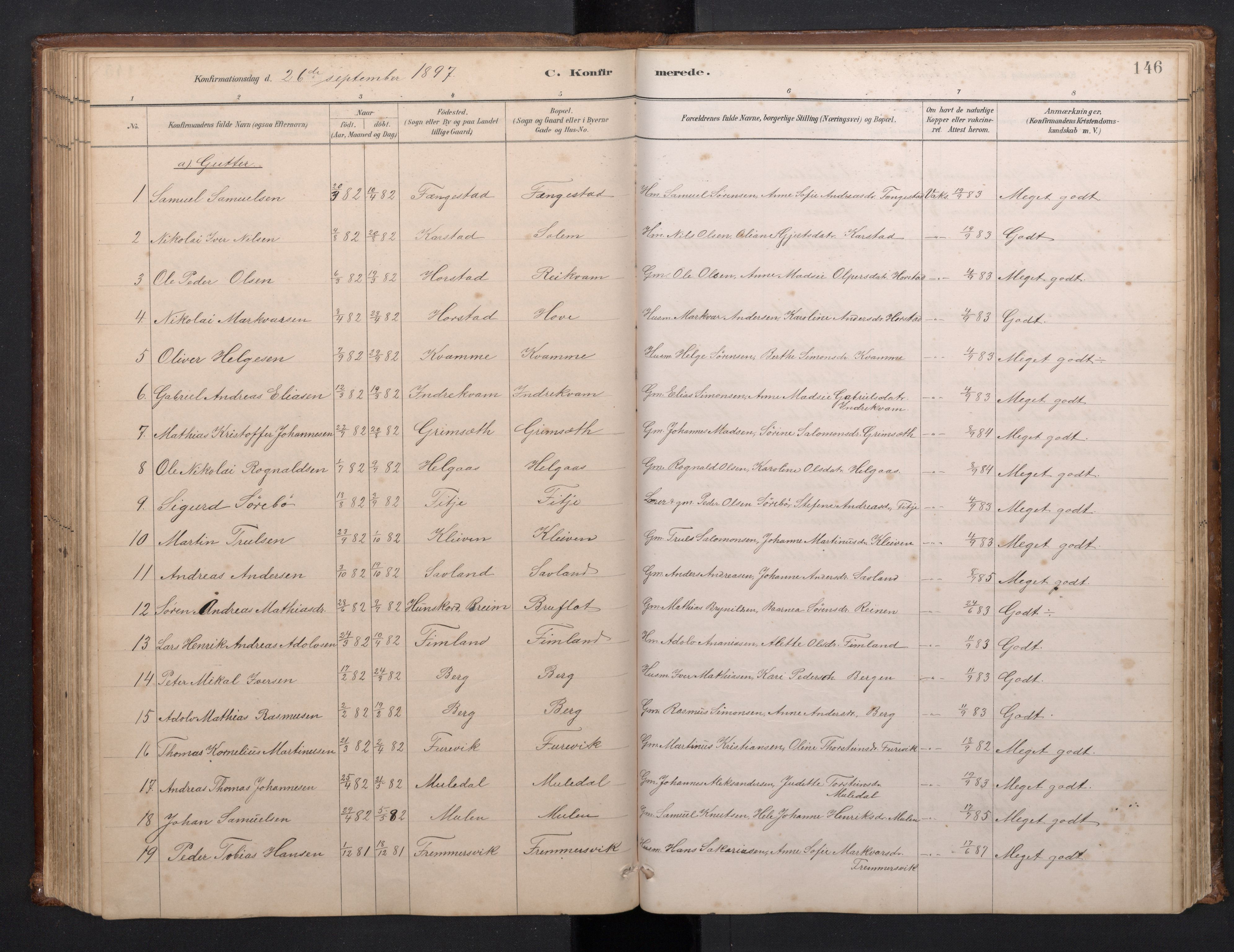 Førde sokneprestembete, SAB/A-79901/H/Hab/Habd/L0003: Parish register (copy) no. D 3, 1881-1897, p. 145b-146a