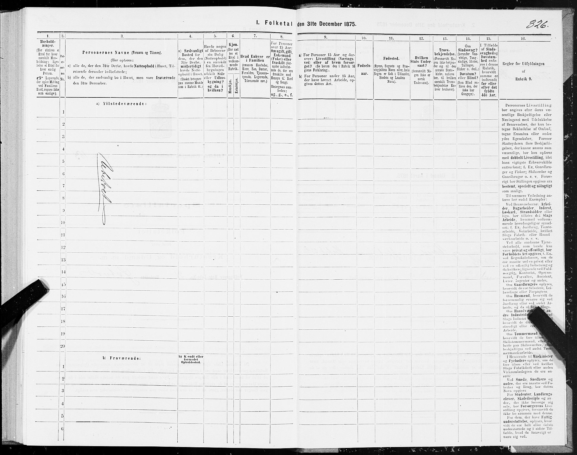 SAT, 1875 census for 1721P Verdal, 1875, p. 2326